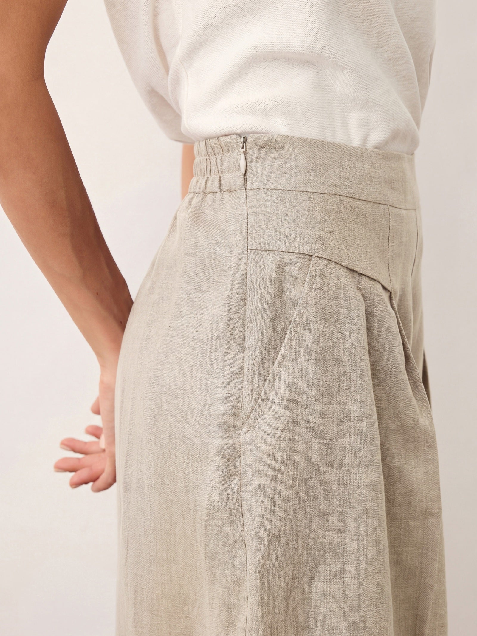 100% Linen Pleated Waist Wide Leg Pants LOUISA DestGlow