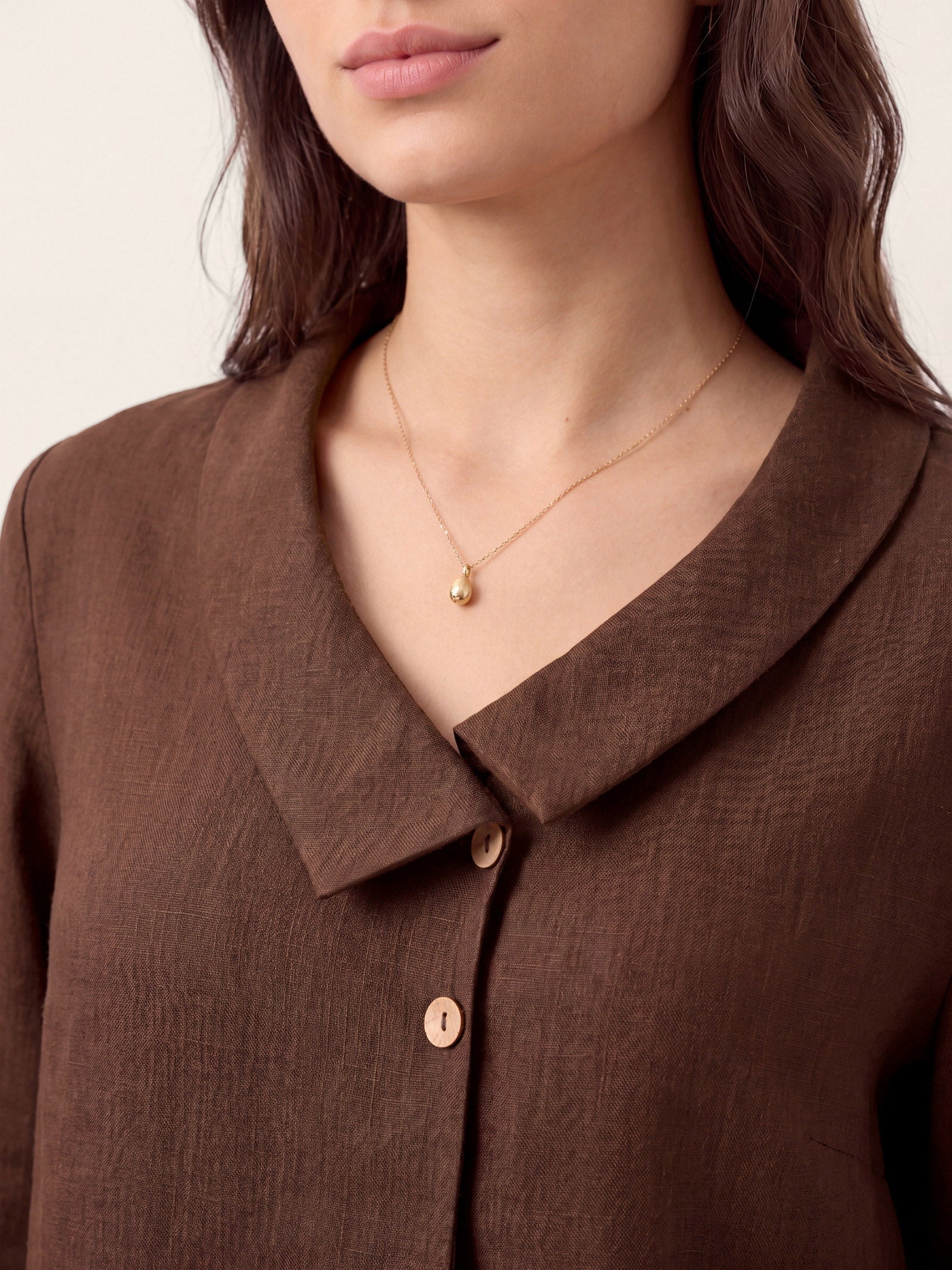 100% Linen Asymmetric Collar Inverted Pleat Top OTTILIE DestGlow