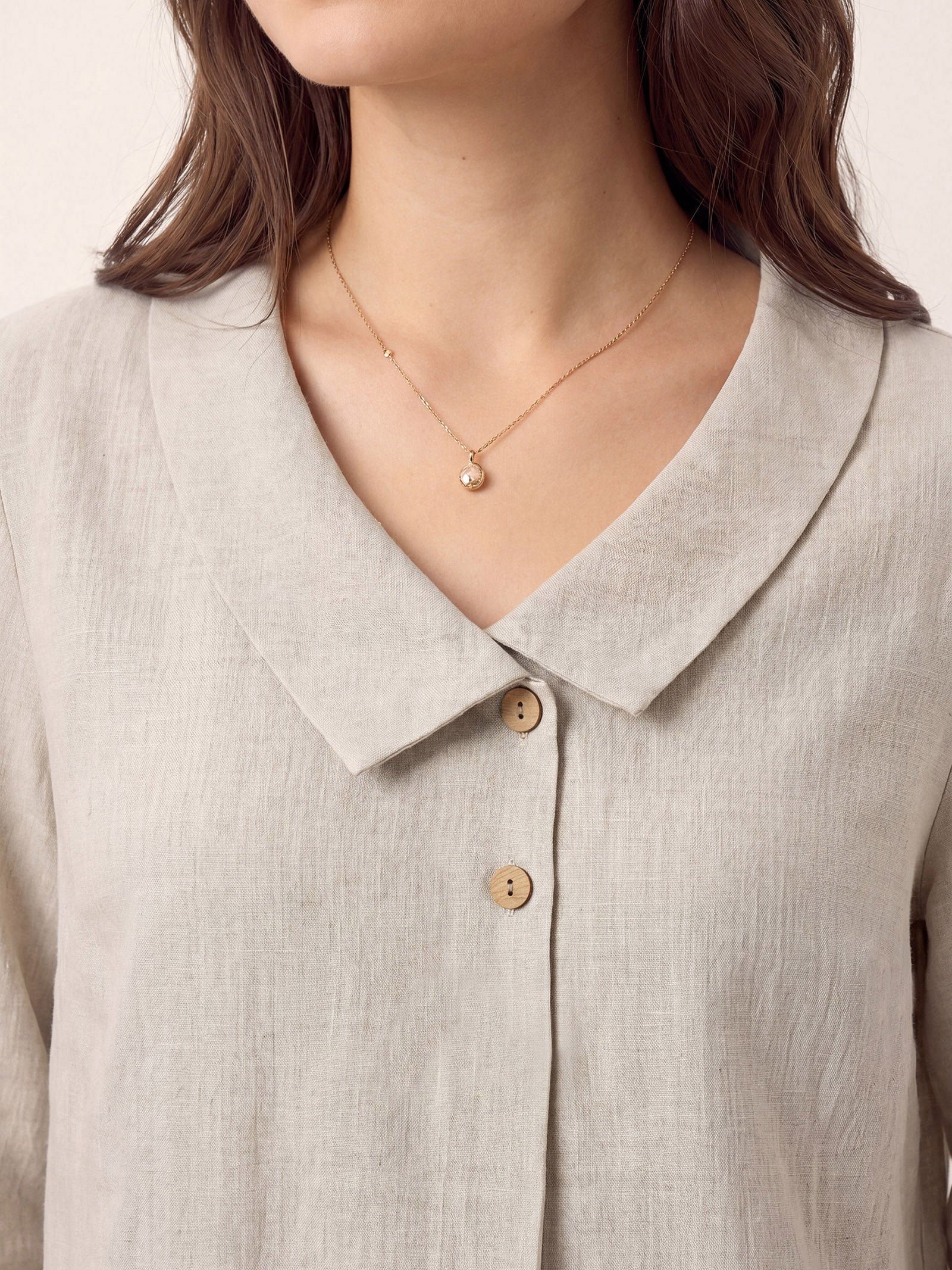 100% Linen Asymmetric Collar Inverted Pleat Top OTTILIE DestGlow