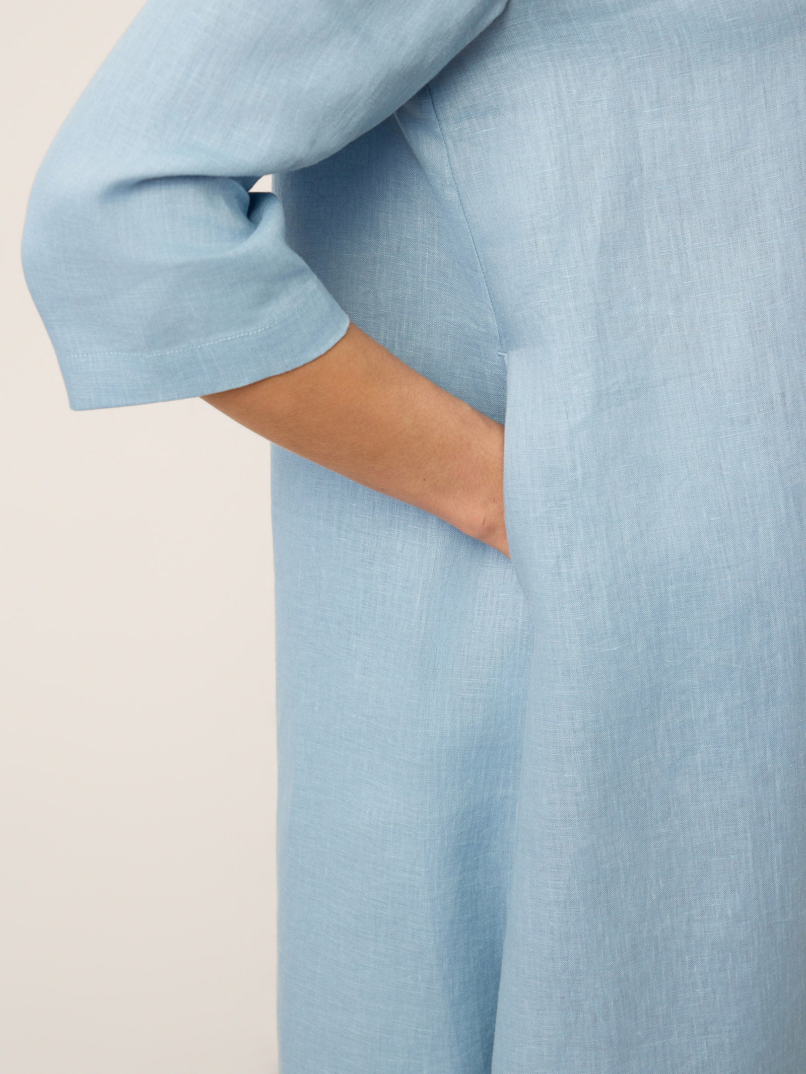 100% Linen Asymmetric Shawl Collar A-Line Midi Dress WINIFRED by LINTICO