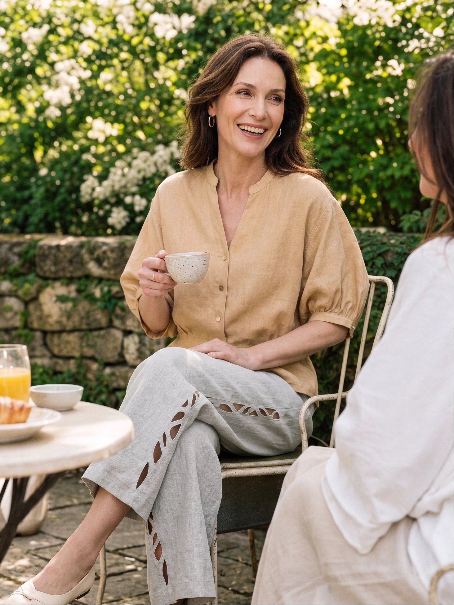 100% Linen Batwing Sleeve Peplum Shirt MIRELLA DestGlow