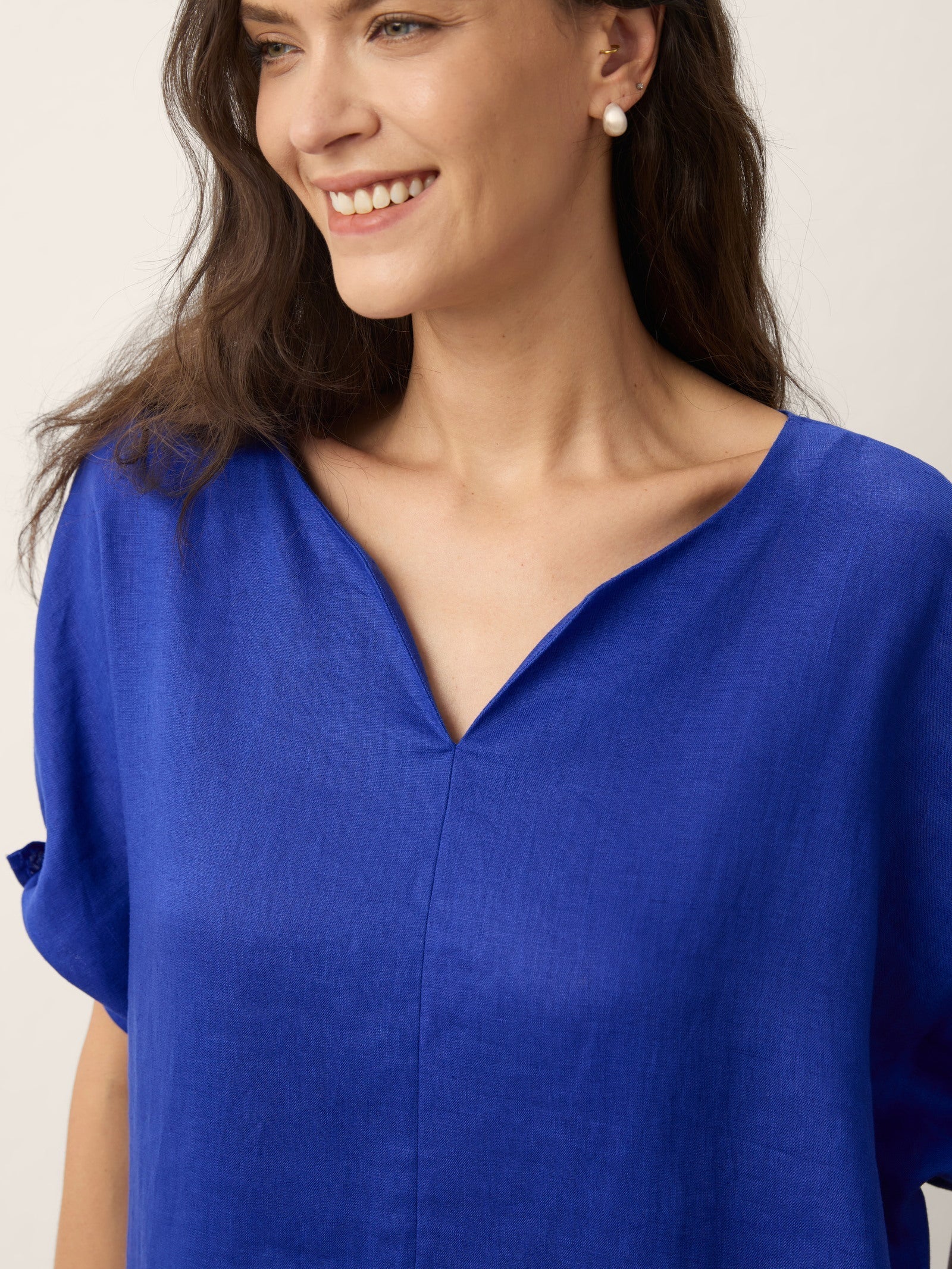 100% Linen Bow-Tie Cuff Split-Hem Midi Dress JESSAMINE DestGlow