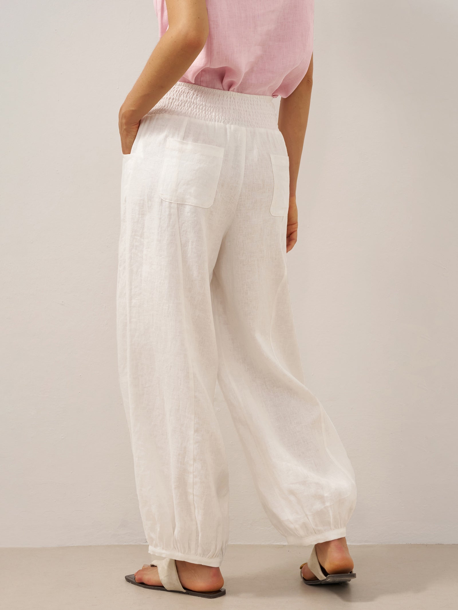 100% Linen Broad Elastic Waistband Pants TALIA by LINTICO