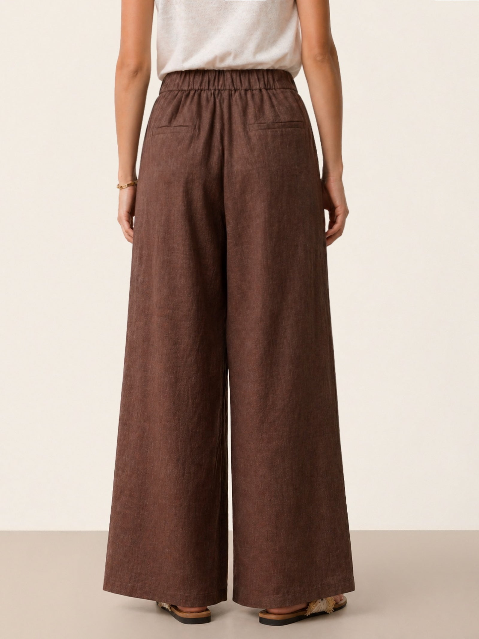 100% Linen Buttoned Slit-Hem Pants KATYA DestGlow