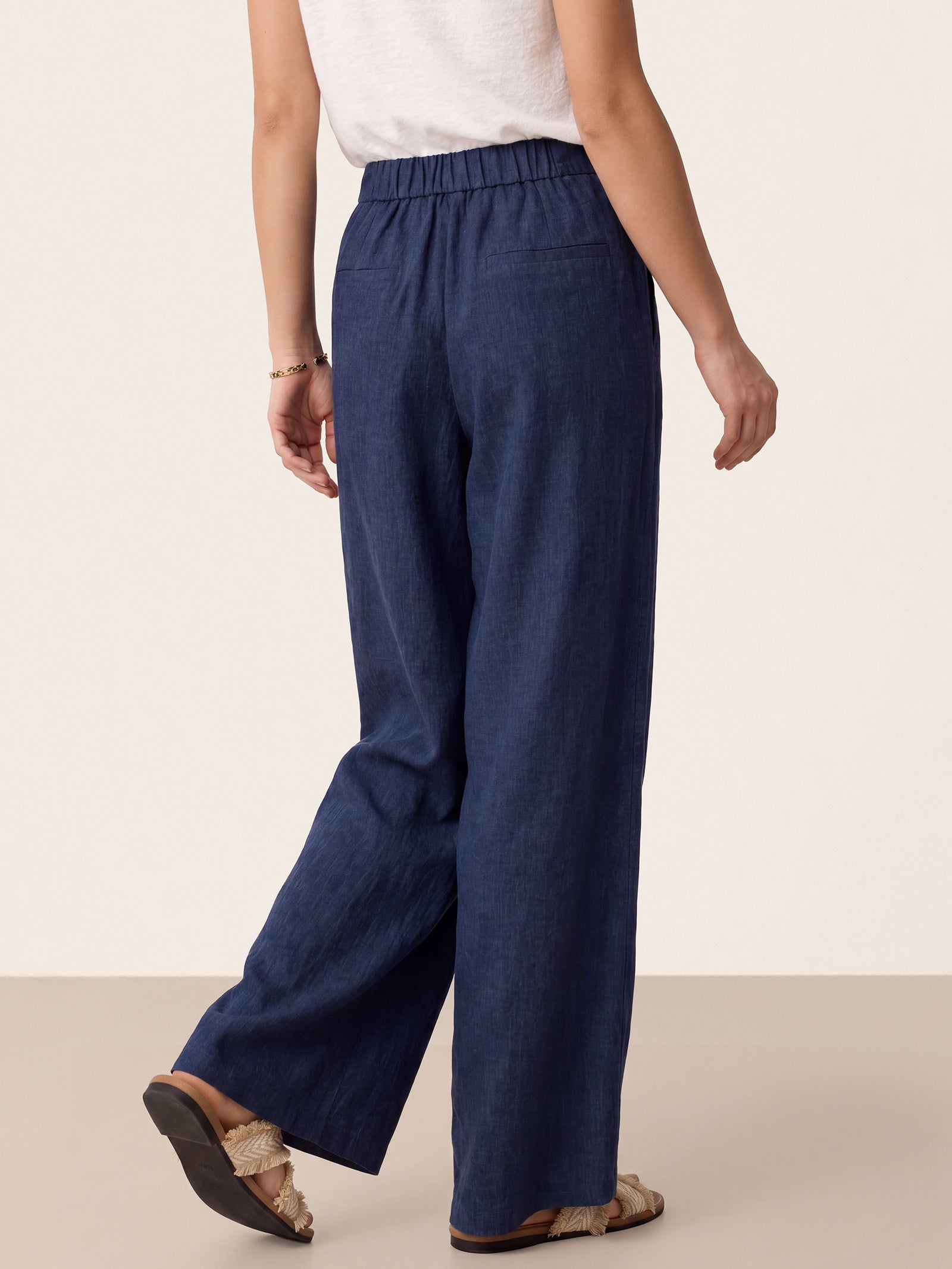 100% Linen Buttoned Slit-Hem Pants KATYA DestGlow