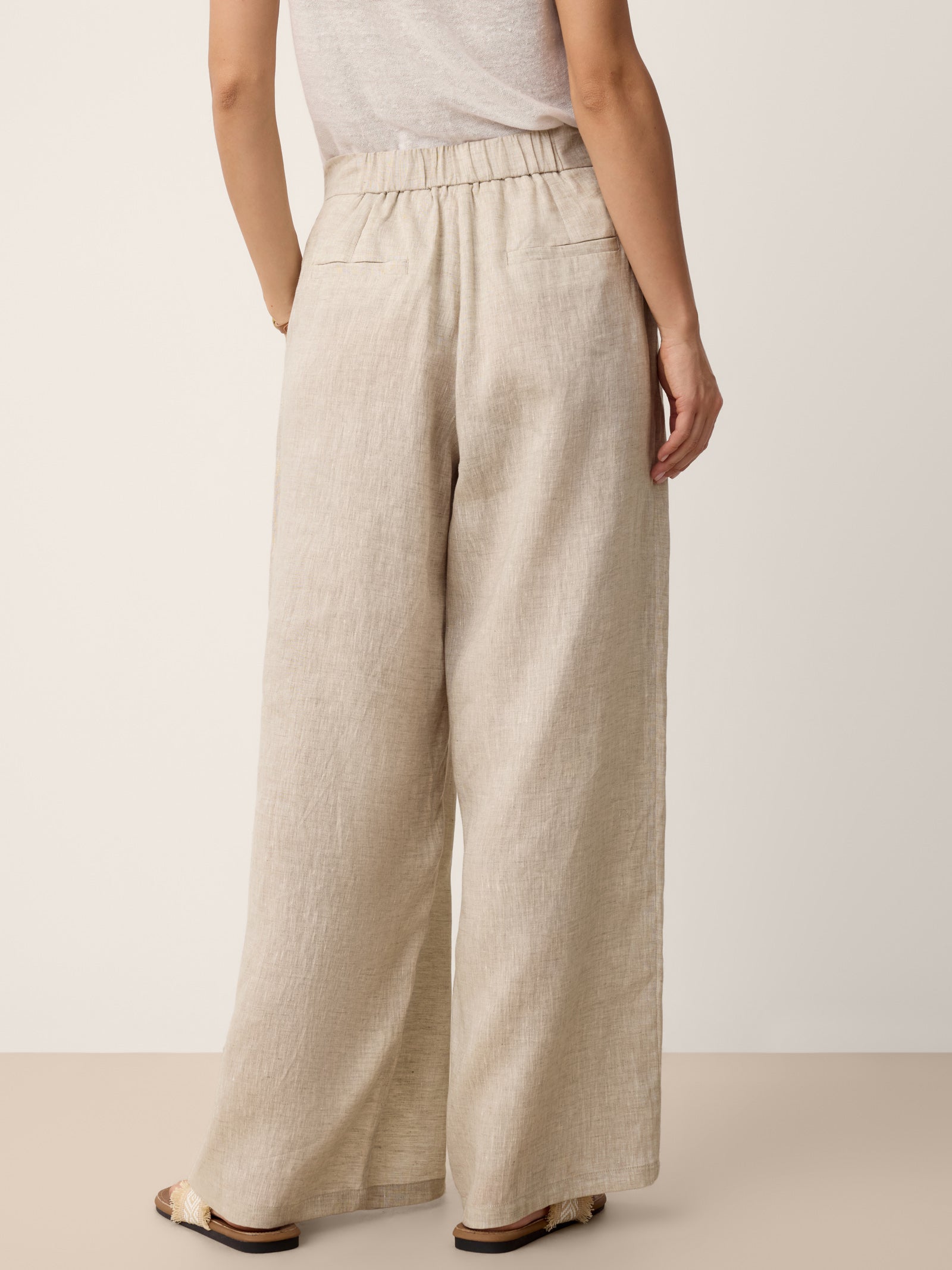 100% Linen Buttoned Slit-Hem Pants KATYA DestGlow