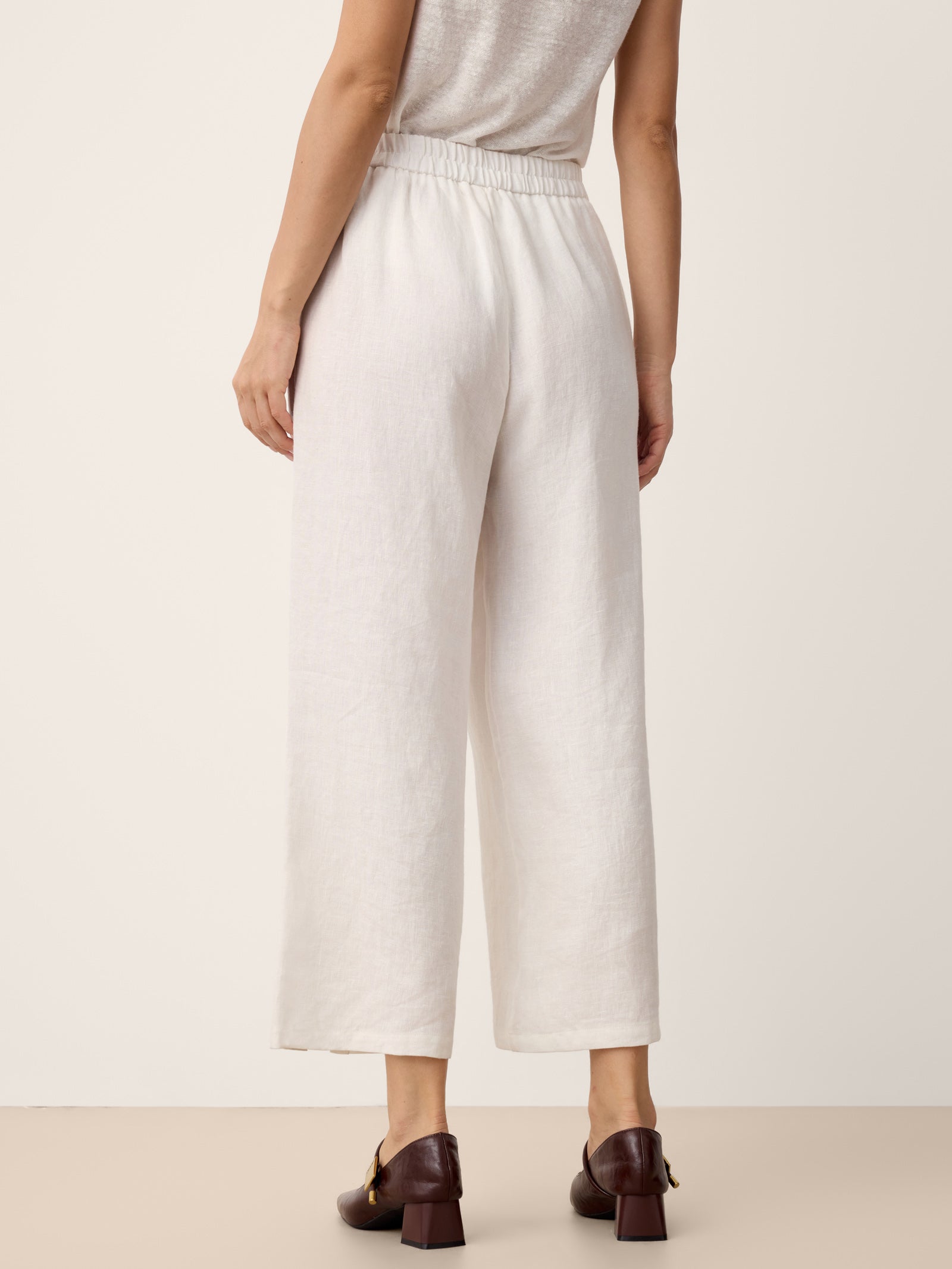 100% Linen Buttoned Split-Hem Pants ALINA by LINTICO