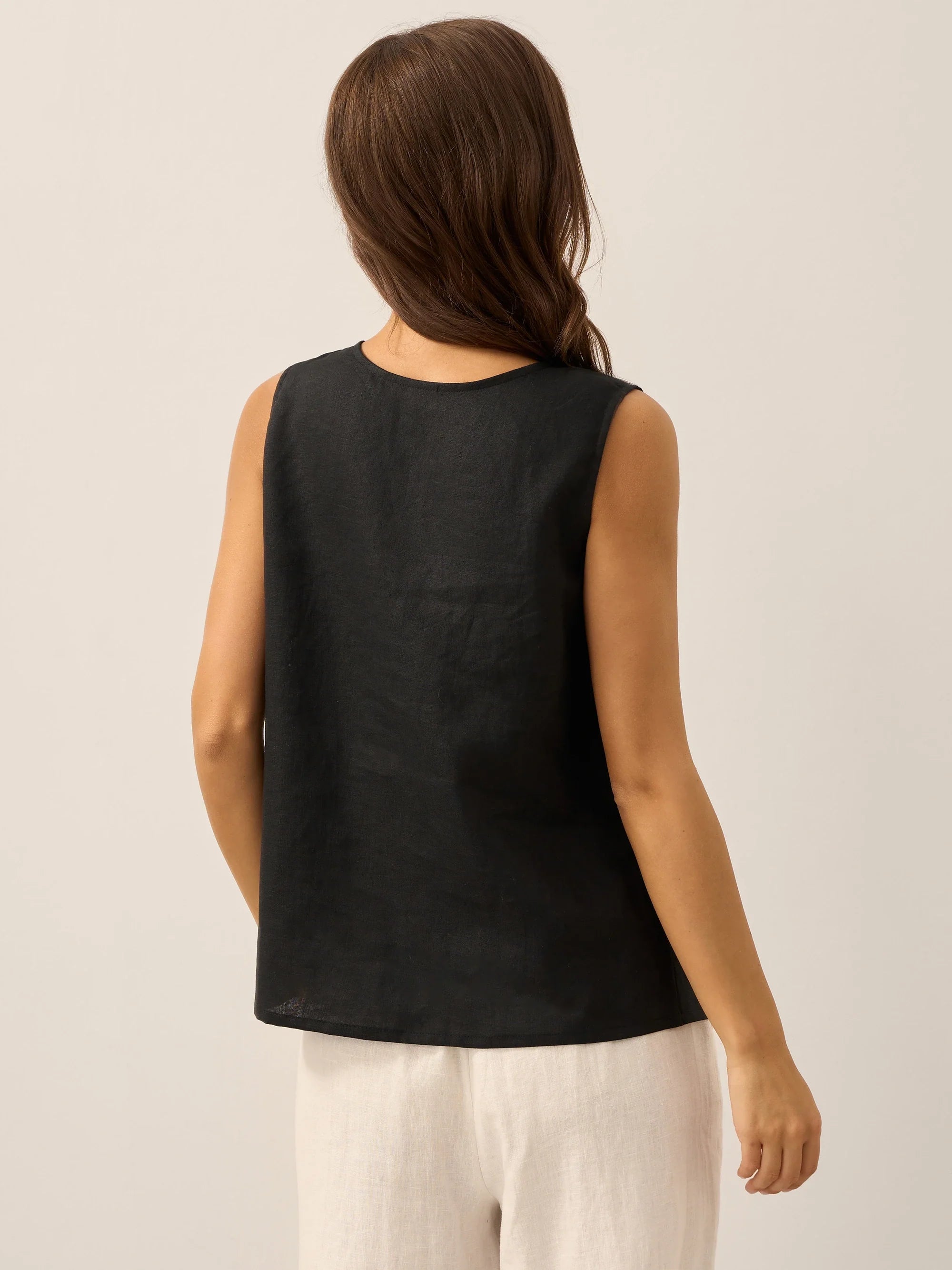 100% Linen Buttons Down Tank Top ERIN DestGlow