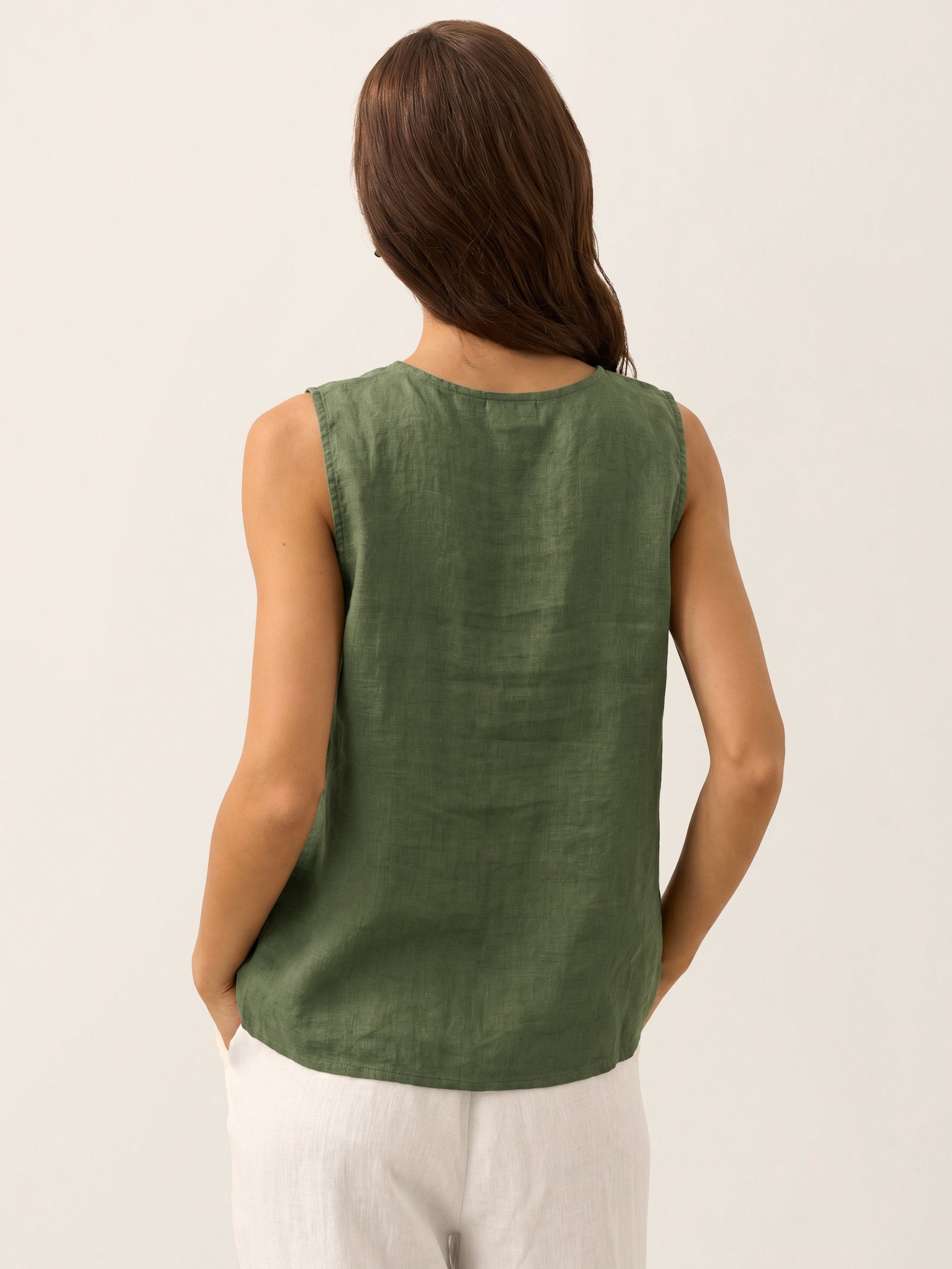 100% Linen Buttons Down Tank Top ERIN DestGlow