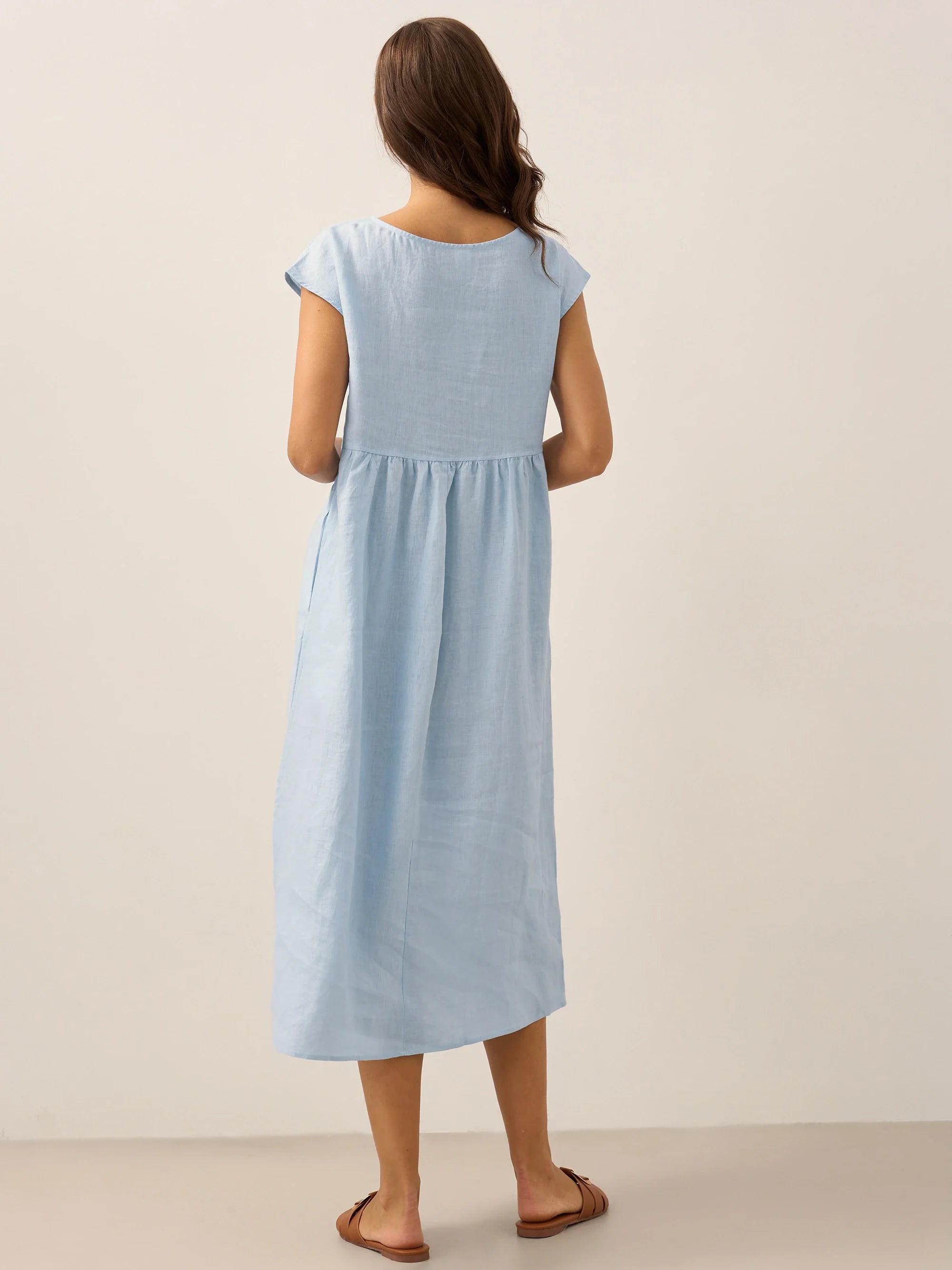 100% Linen Cap Sleeve Washed Maxi Dress JOAN by LINTICO