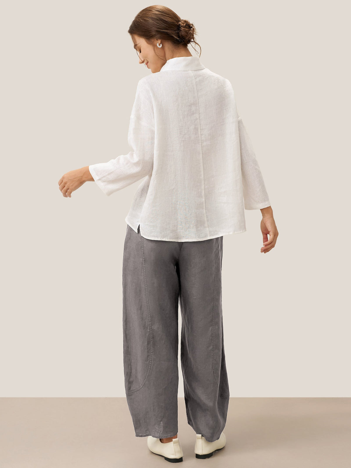 100% Linen Classic Side Neck Top CORA DestGlow