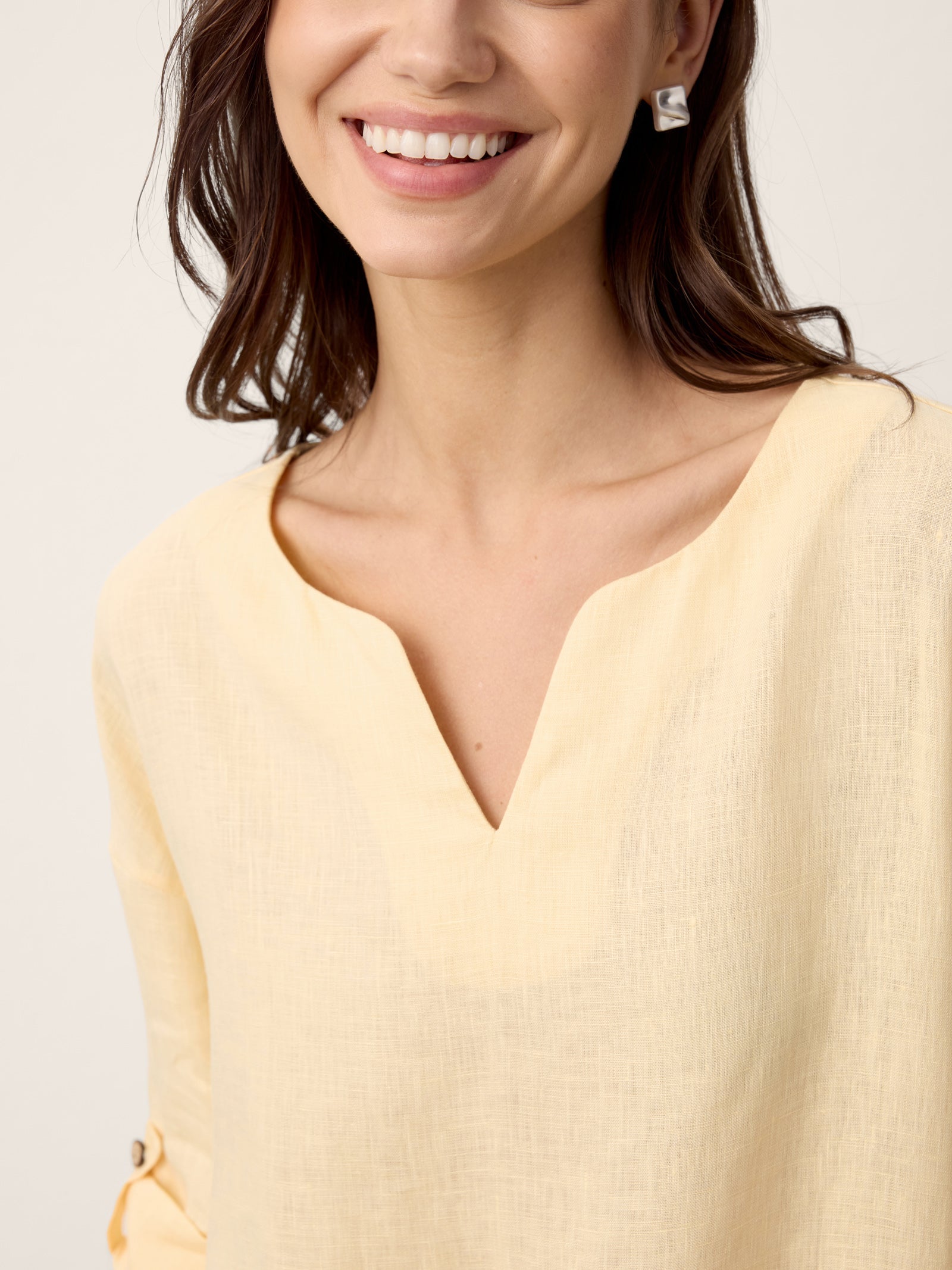 100% Linen Curved-Hem Oversized Top DAPHNEA DestGlow