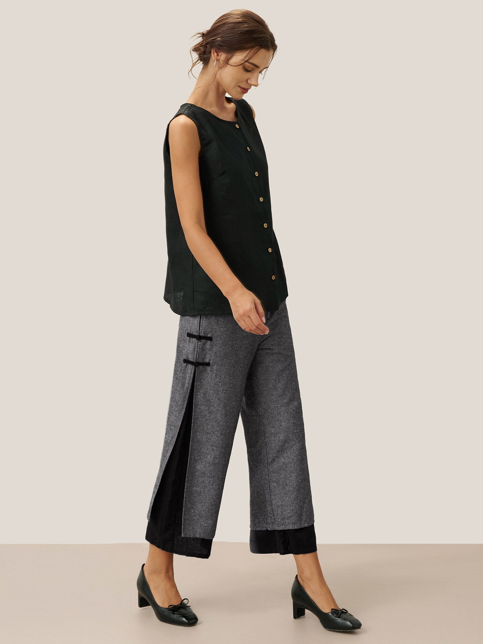 Linen Double Layer Handmade Capri Pants STELLA DestGlow