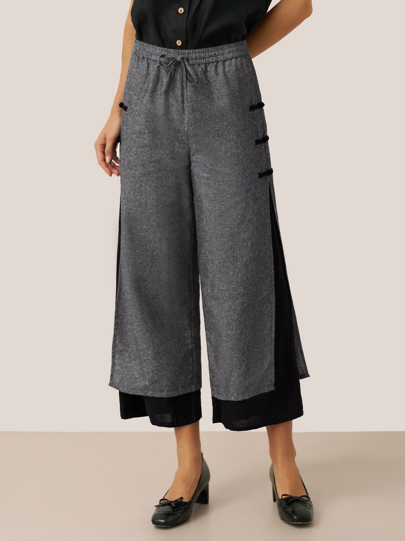 Linen Double Layer Handmade Capri Pants STELLA DestGlow