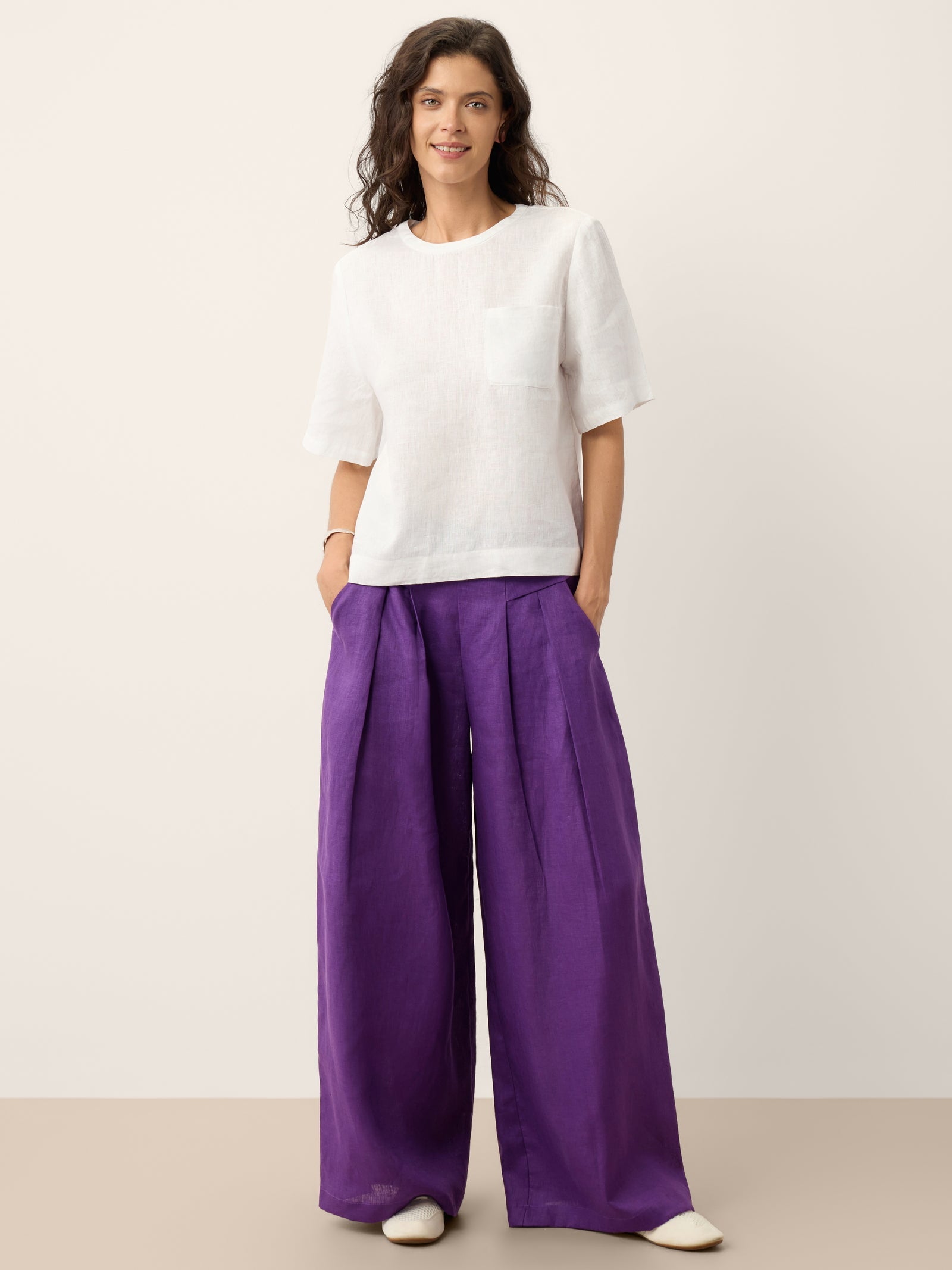 100% Linen Drop Shoulder Boxy Top REGINA DestGlow