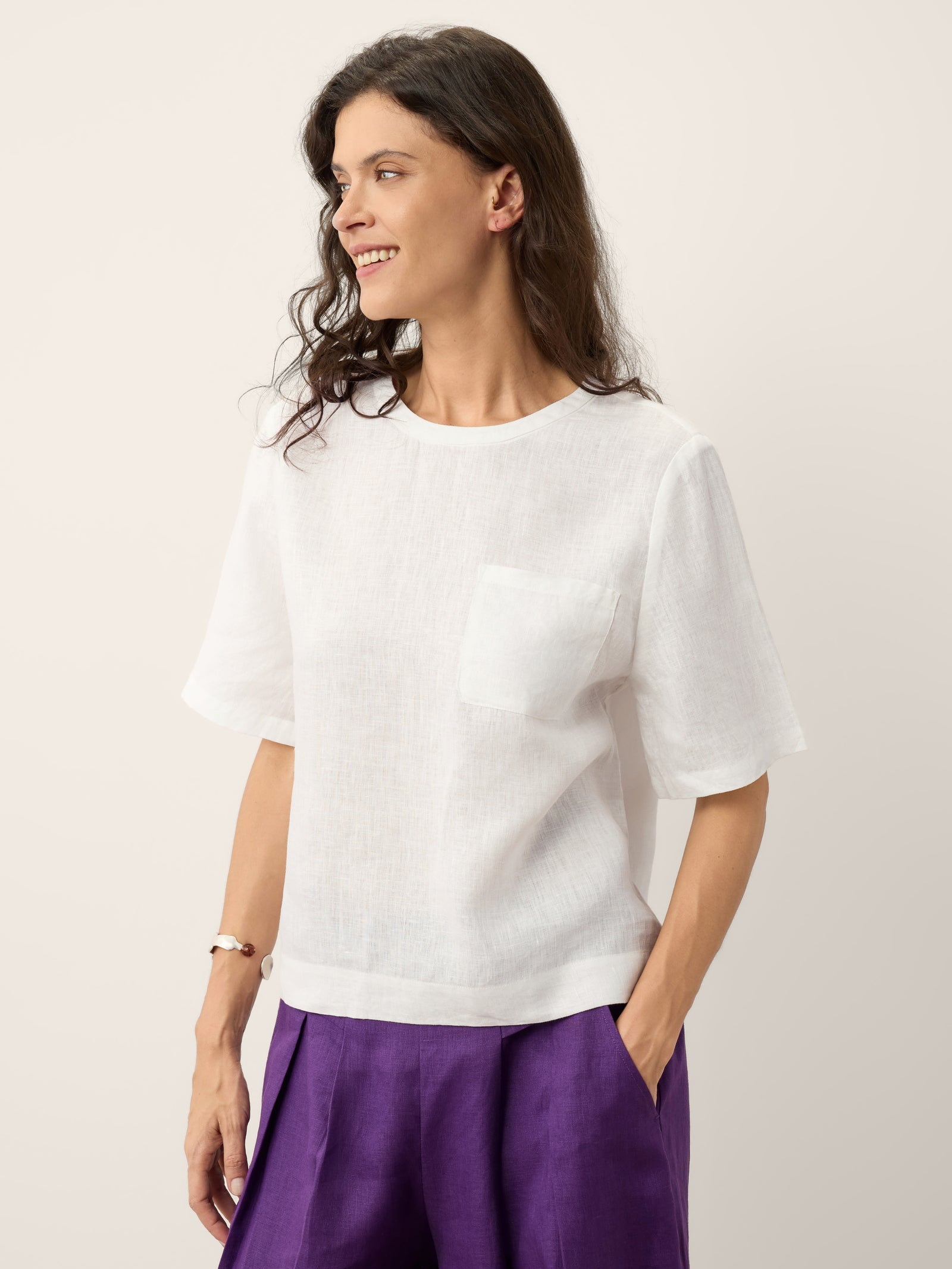 100% Linen Drop Shoulder Boxy Top REGINA DestGlow