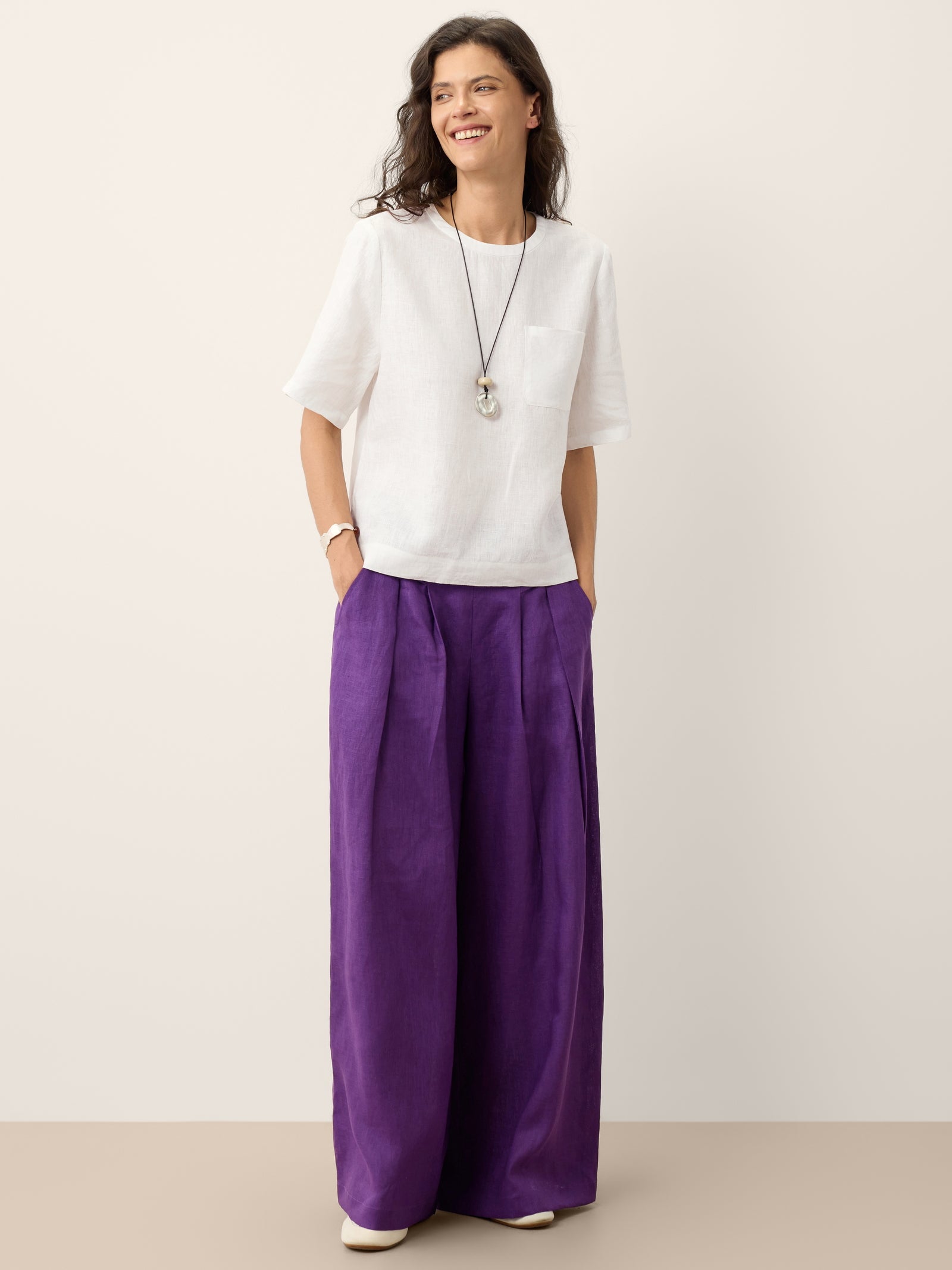 100% Linen Drop Shoulder Boxy Top REGINA DestGlow