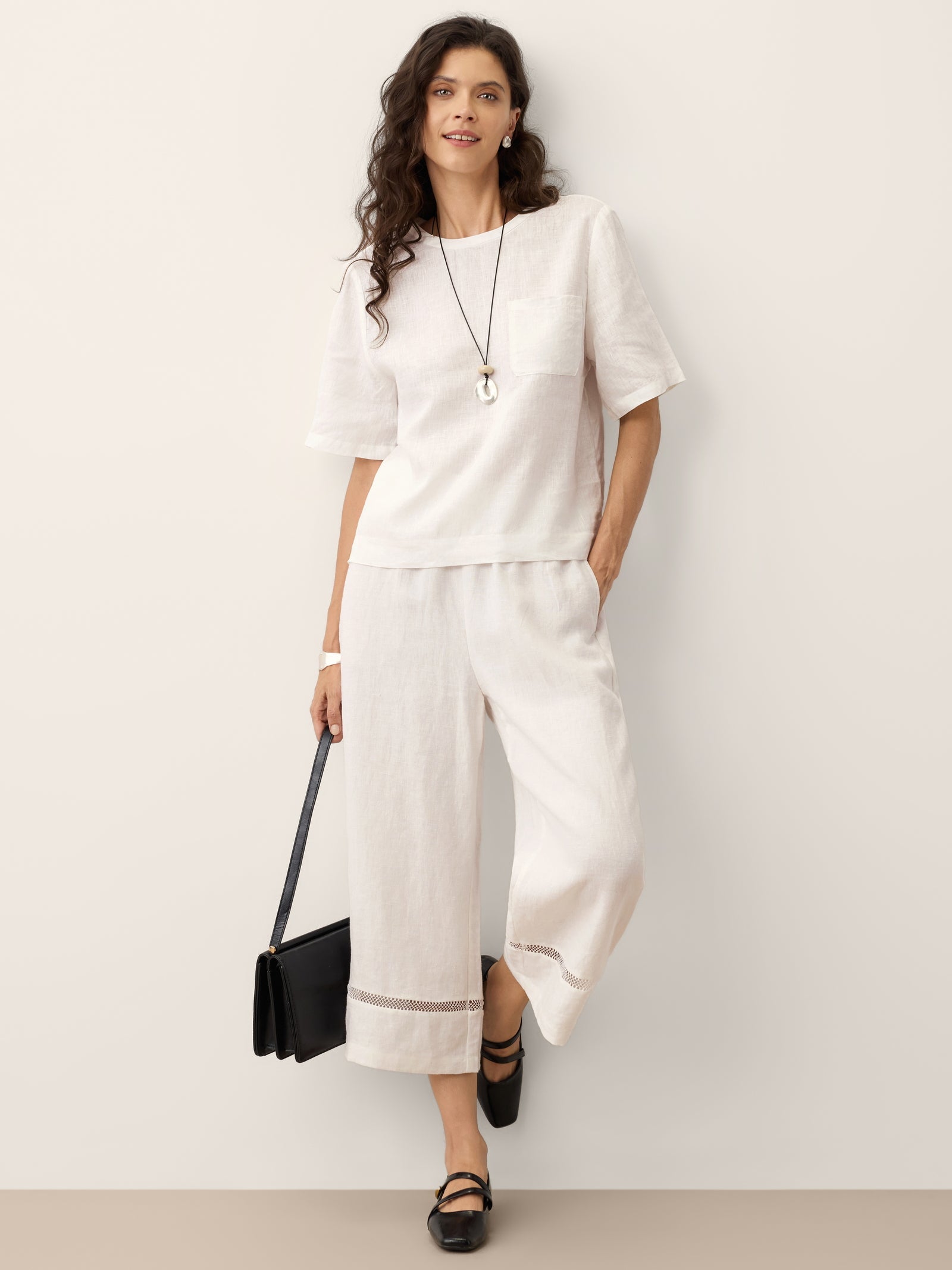 100% Linen Drop Shoulder Boxy Top REGINA DestGlow