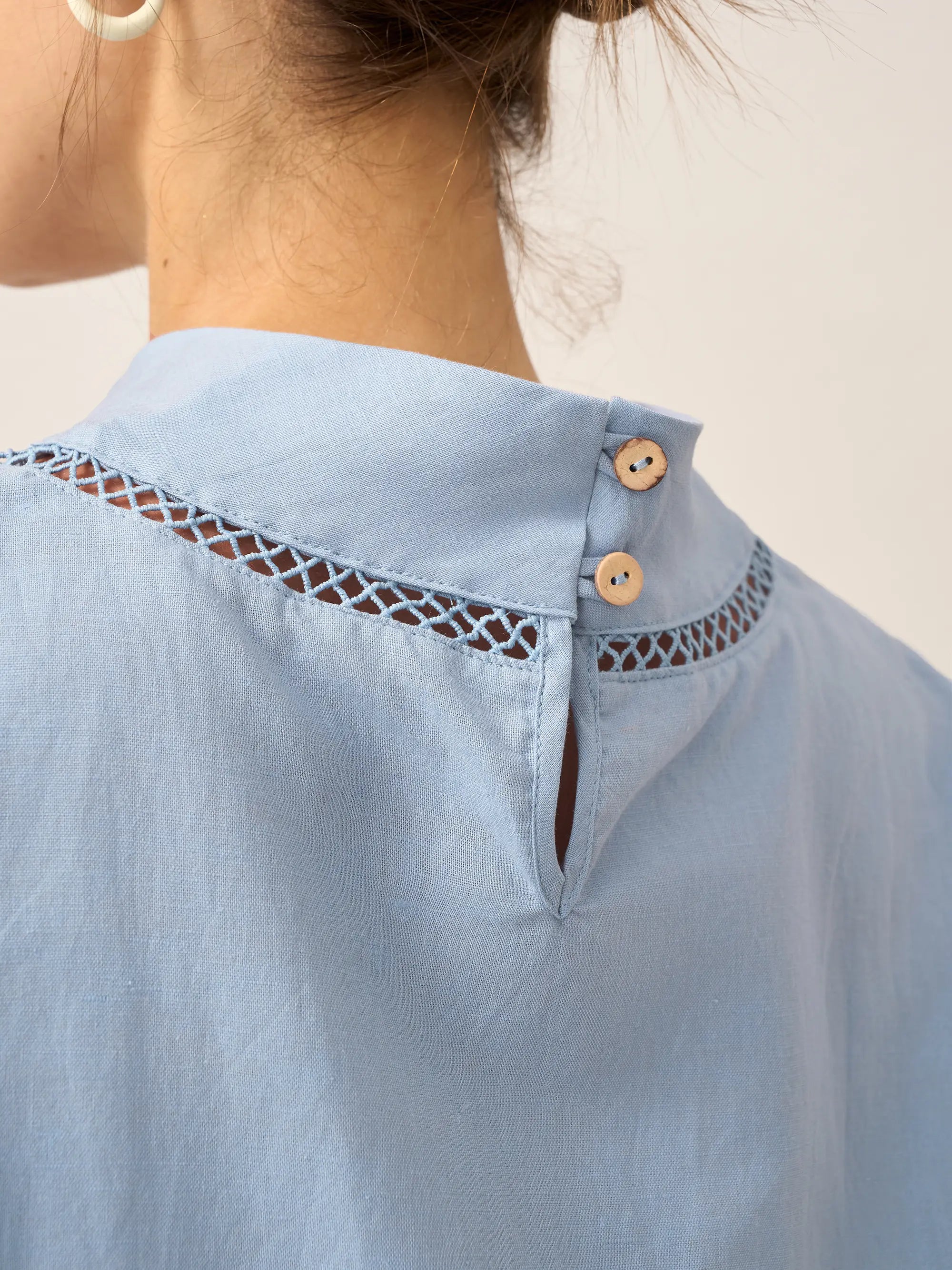 Linen Cutout Turtleneck Top QUINN by LINTICO