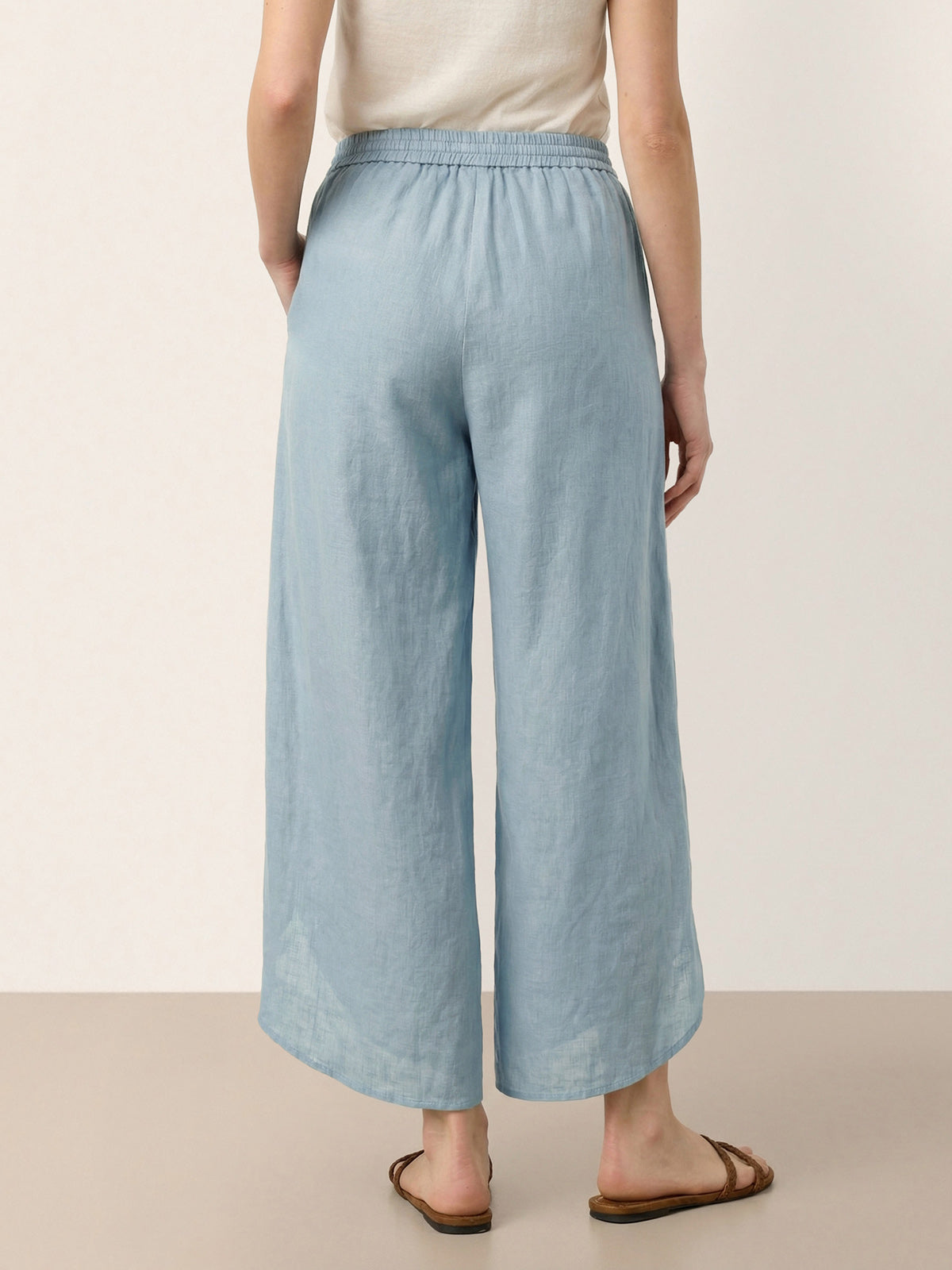 100% Linen Layered Slit Wide-Leg Drawstring Pants PEREGRINE DestGlow