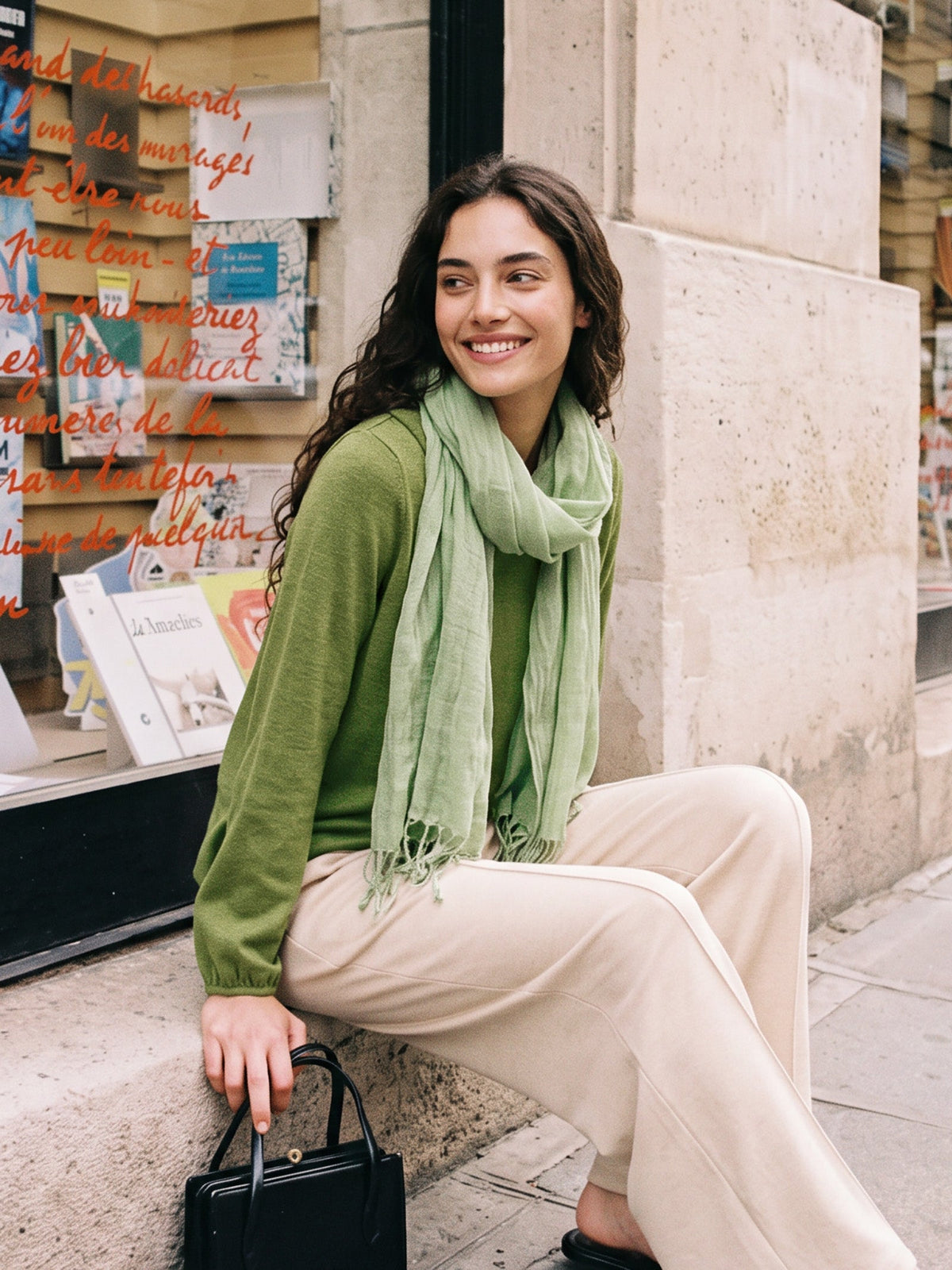 100% Linen Lightweight Solid Color Scarf BIANCA