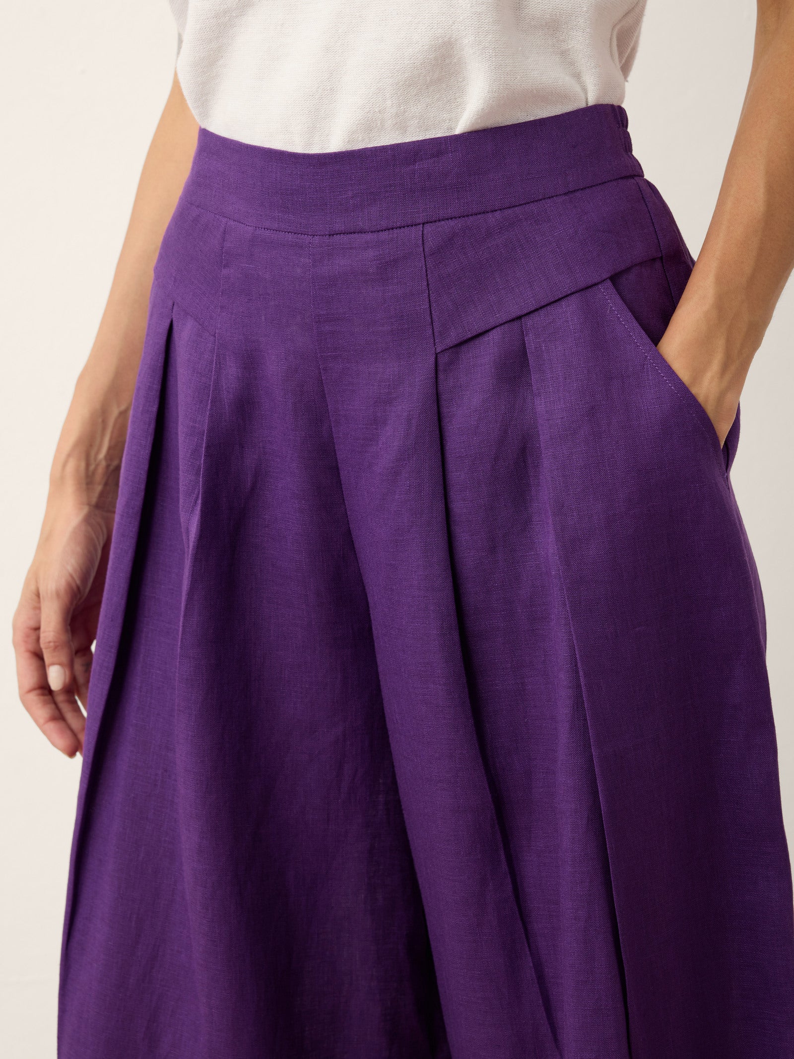 100% Linen Pleated Waist Wide Leg Pants LOUISA DestGlow