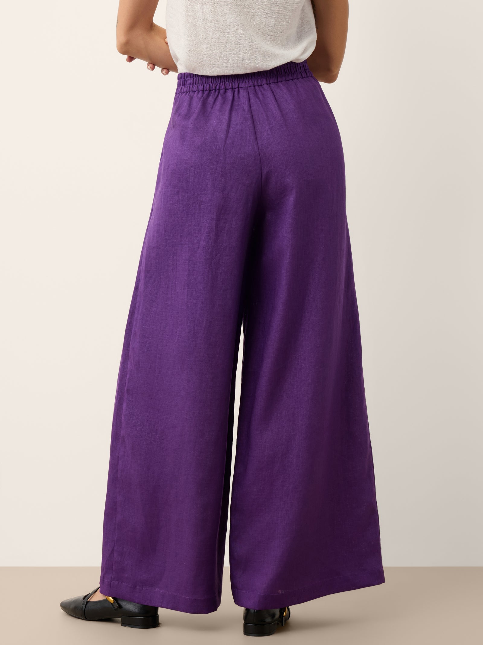 100% Linen Pleated Waist Wide Leg Pants LOUISA DestGlow