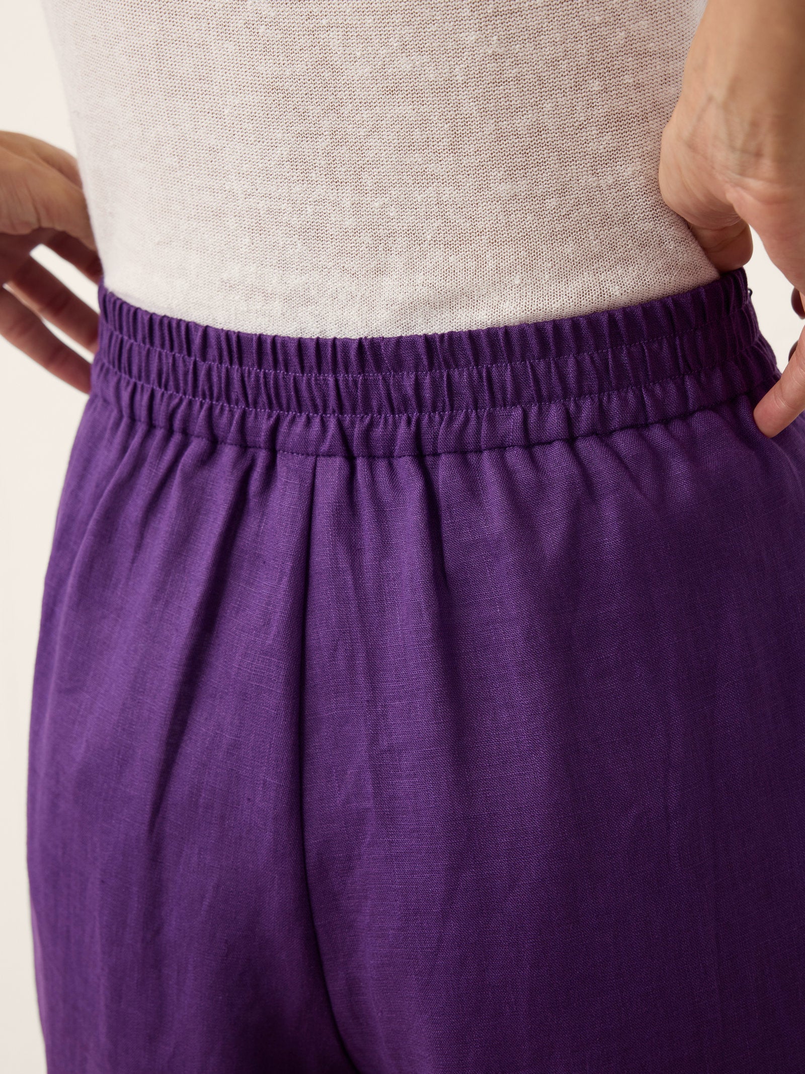 100% Linen Pleated Waist Wide Leg Pants LOUISA DestGlow