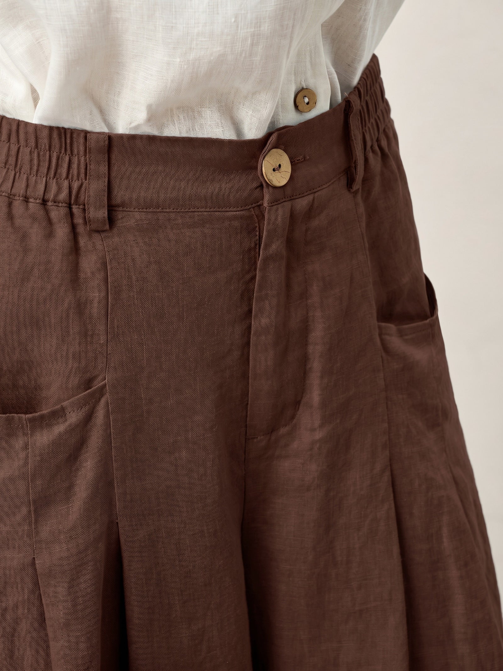 100% Linen Sculpted Pleat Elasticated Back Relaxed Pants VERIDIANA DestGlow