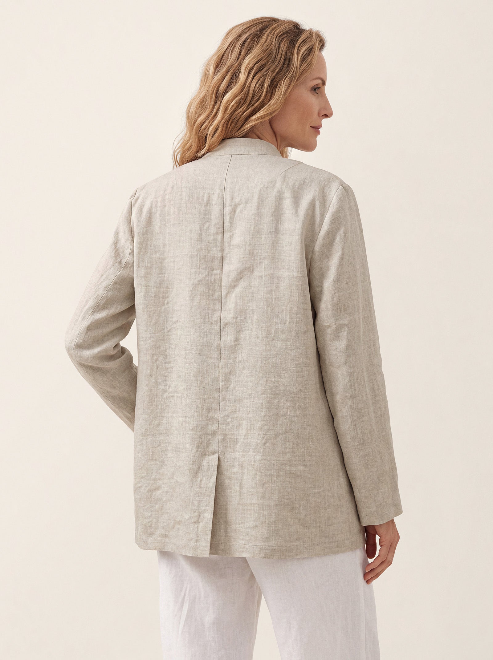 100% Linen Stand Collar Princess Seam Jacket ALIDA DestGlow