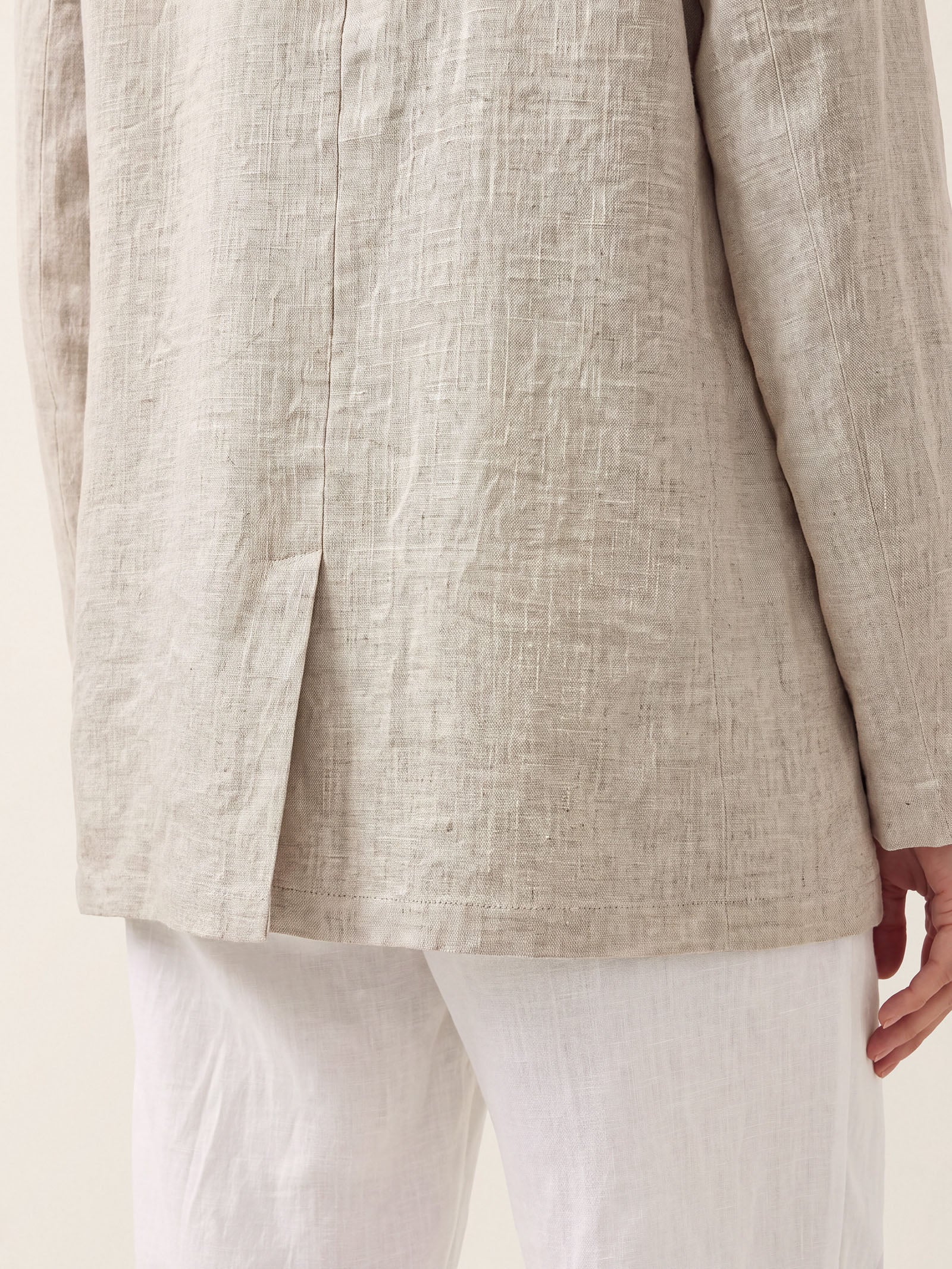 100% Linen Stand Collar Princess Seam Jacket ALIDA DestGlow