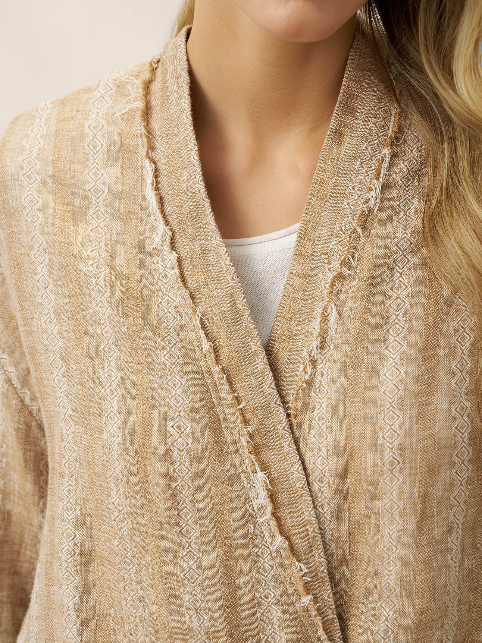 100% Linen Striped Wrap Jacket GENESIS by LINTICO
