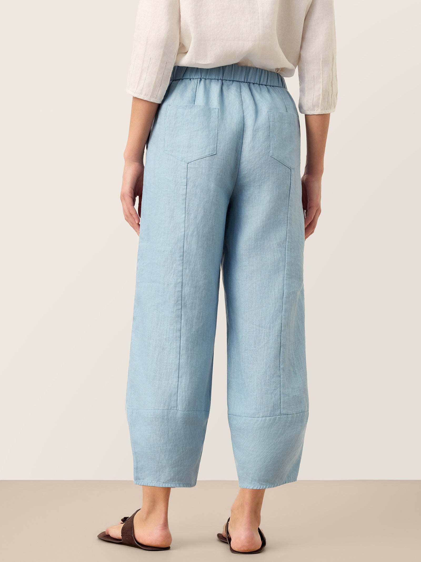 100% Linen Tapered Cropped Pull-On Trousers LORETTA DestGlow