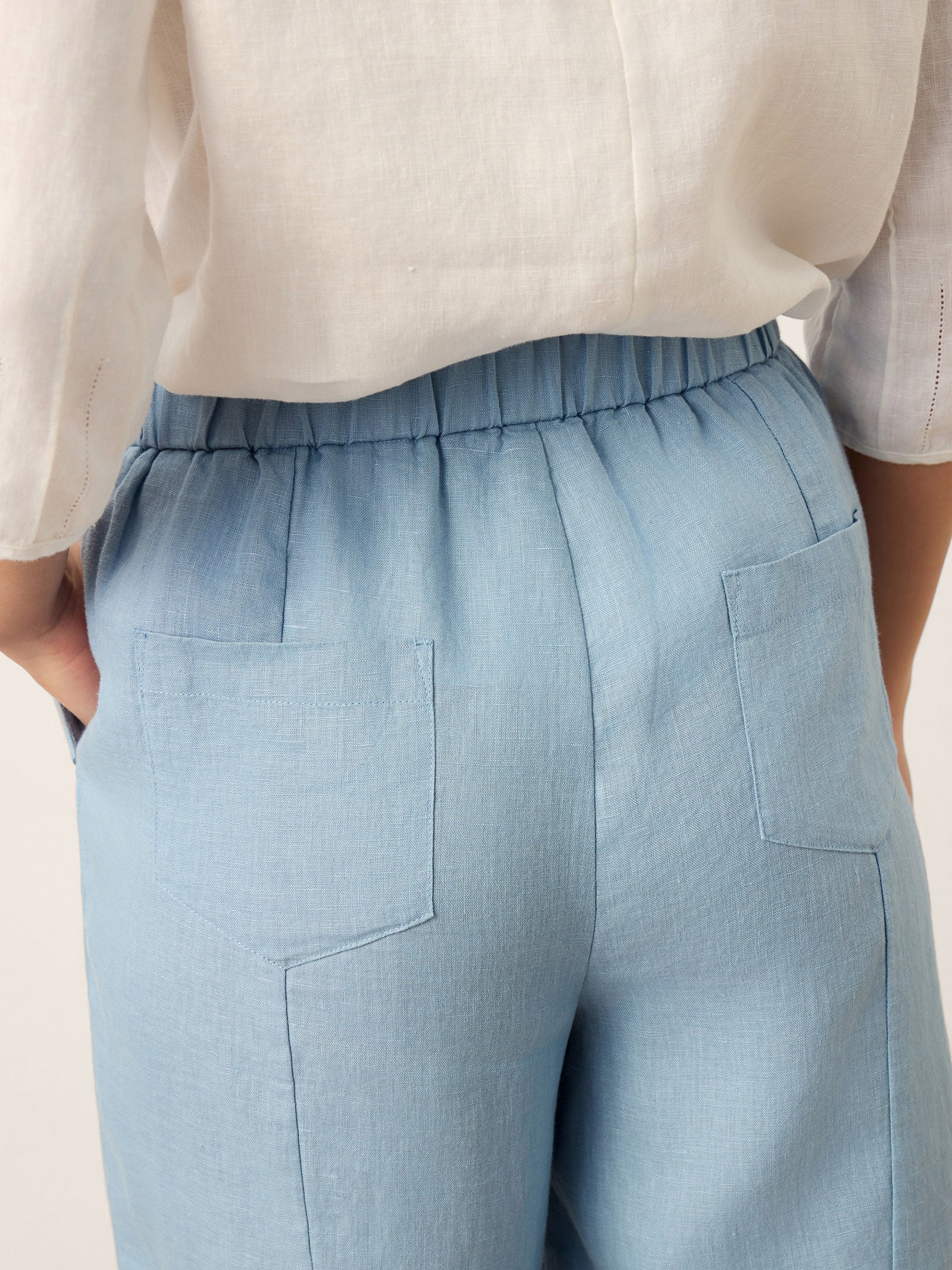 100% Linen Tapered Cropped Pull-On Trousers LORETTA DestGlow