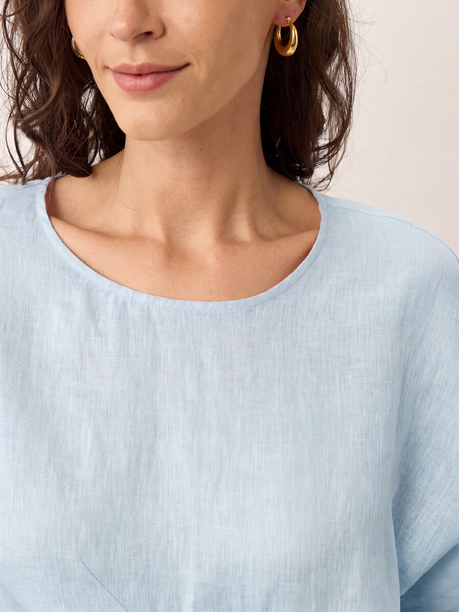 100% Linen Tie Front Drop Shoulder Top PAULA by LINTICO
