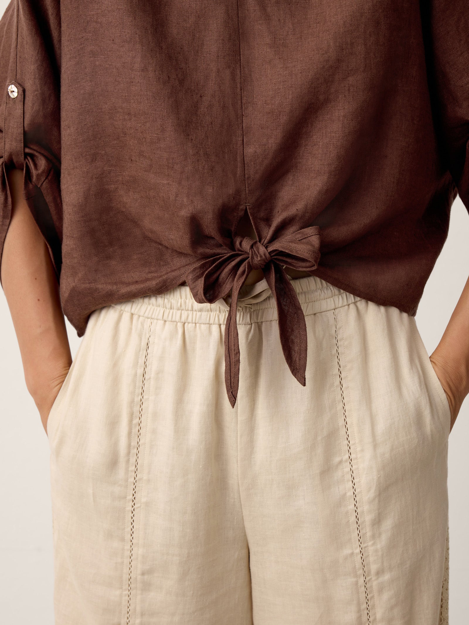 100% Linen Twist-Hem Batwing Top LAVENA by LINTICO