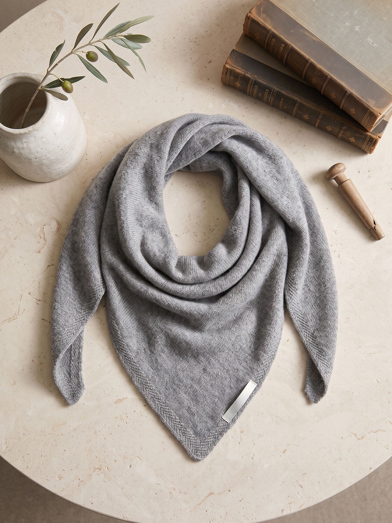 100% Merino Wool Knitted Triangle Scarf DestGlow