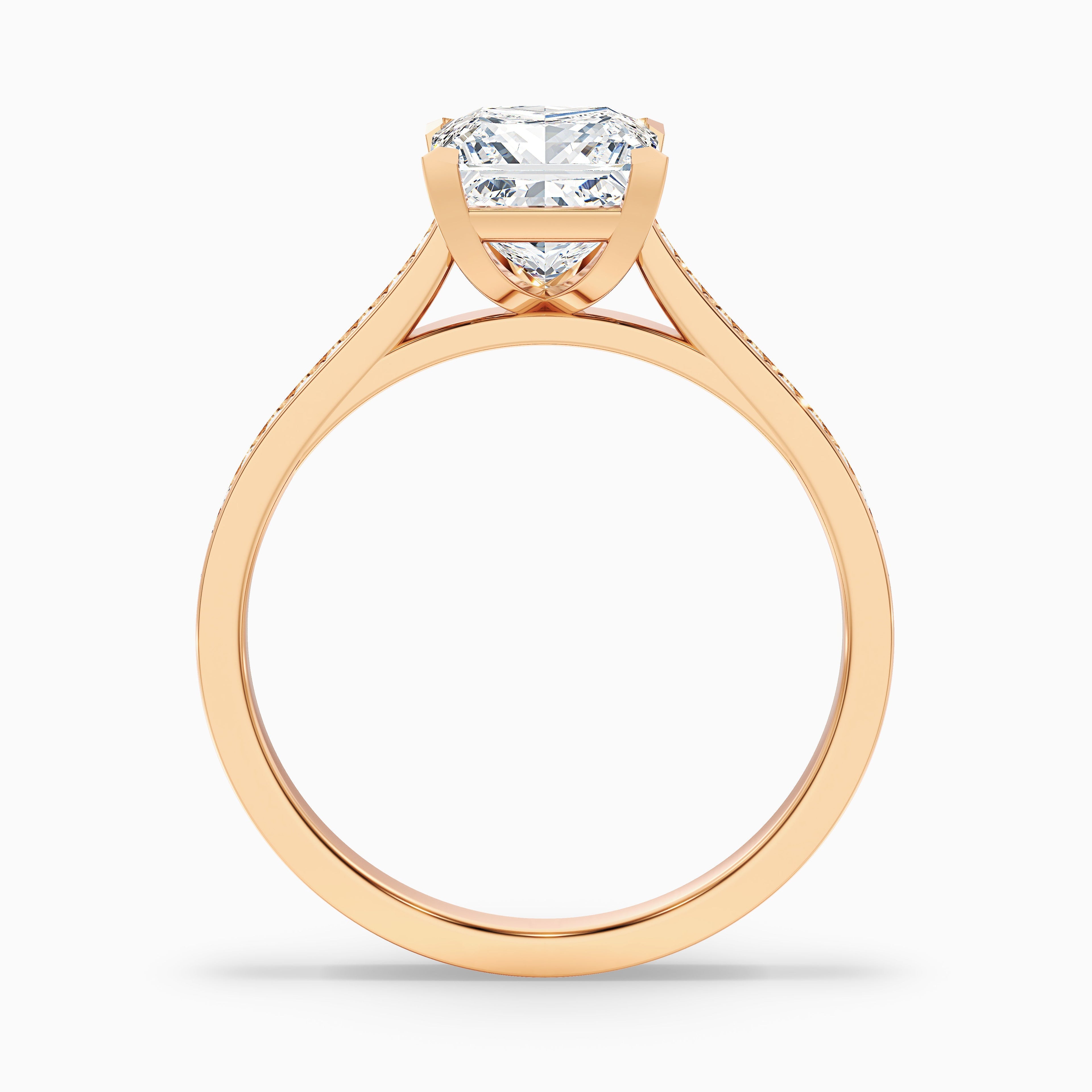 Pearl 2.5 Carat Princess Cut Side Stone Pave Lab Grown Diamond Ring in 10k White Gold