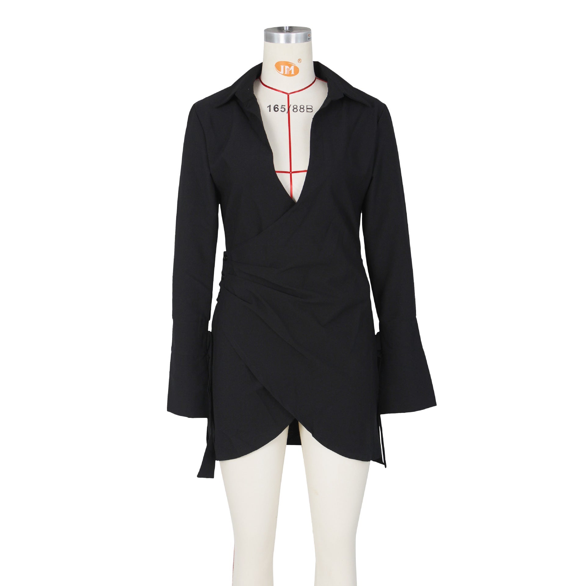 Fall Wome Clothing Sexy Pleated Criss Cross Shirt Dress Women Clothing by Ragazza