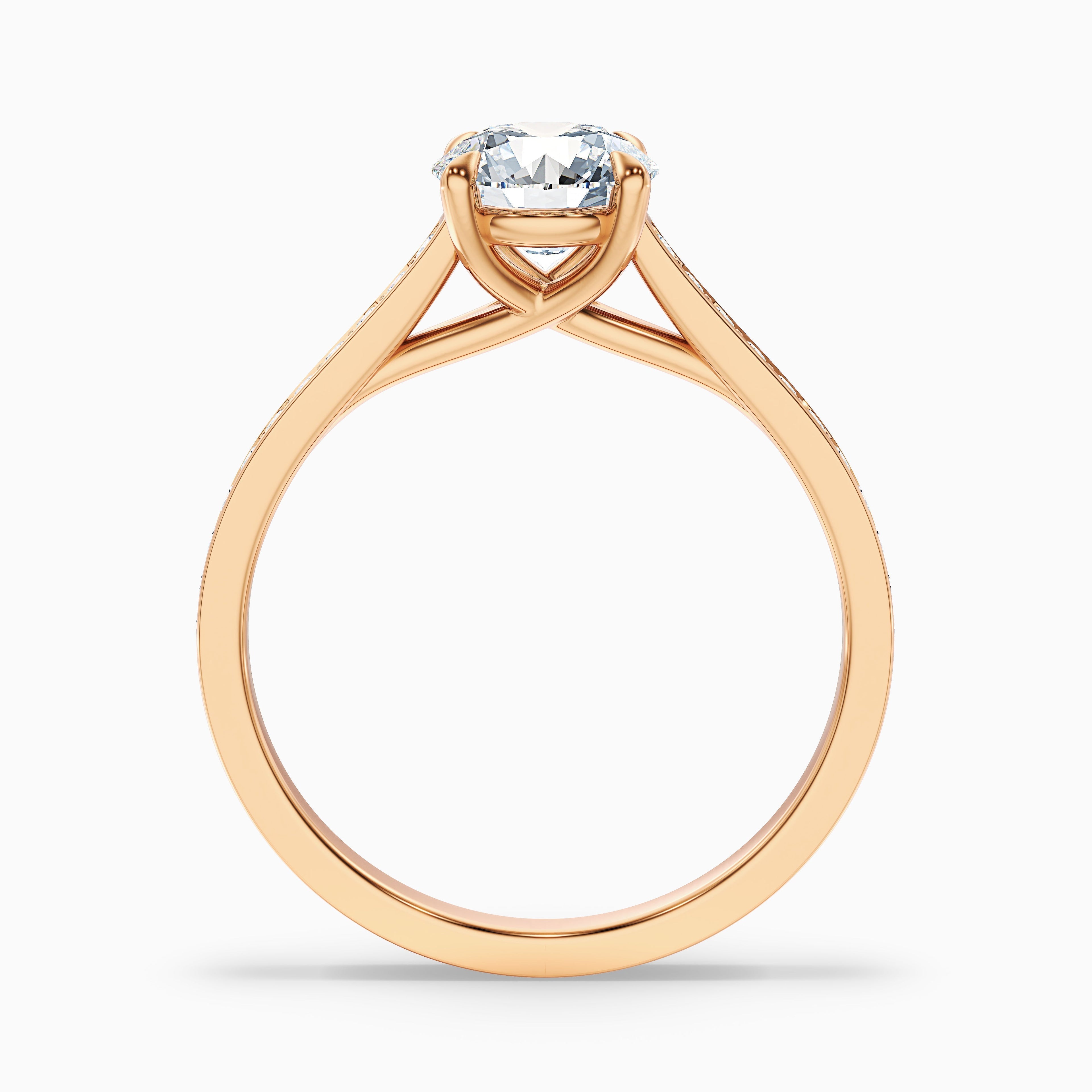Elma 5 Carat Round Side Stone Pave Lab Grown Diamond Ring in 10k Rose Gold
