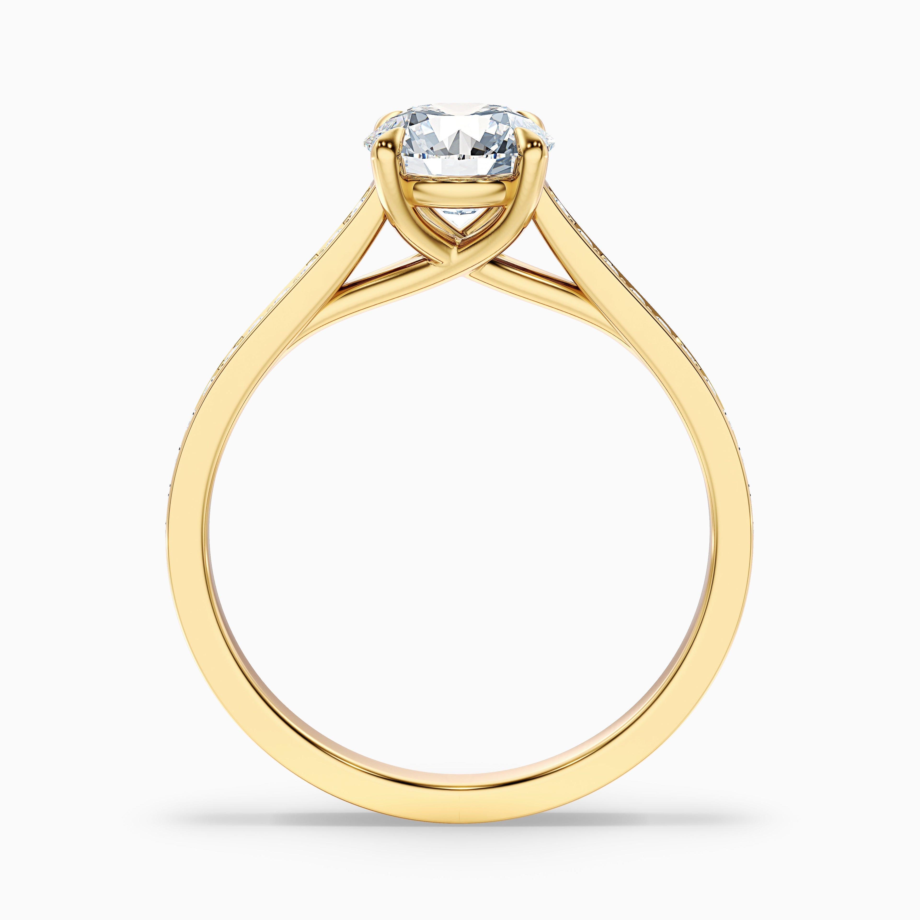 Kate 3.5 Carat Round Side Stone Pave Moissanite Engagement Ring in 10k Rose Gold