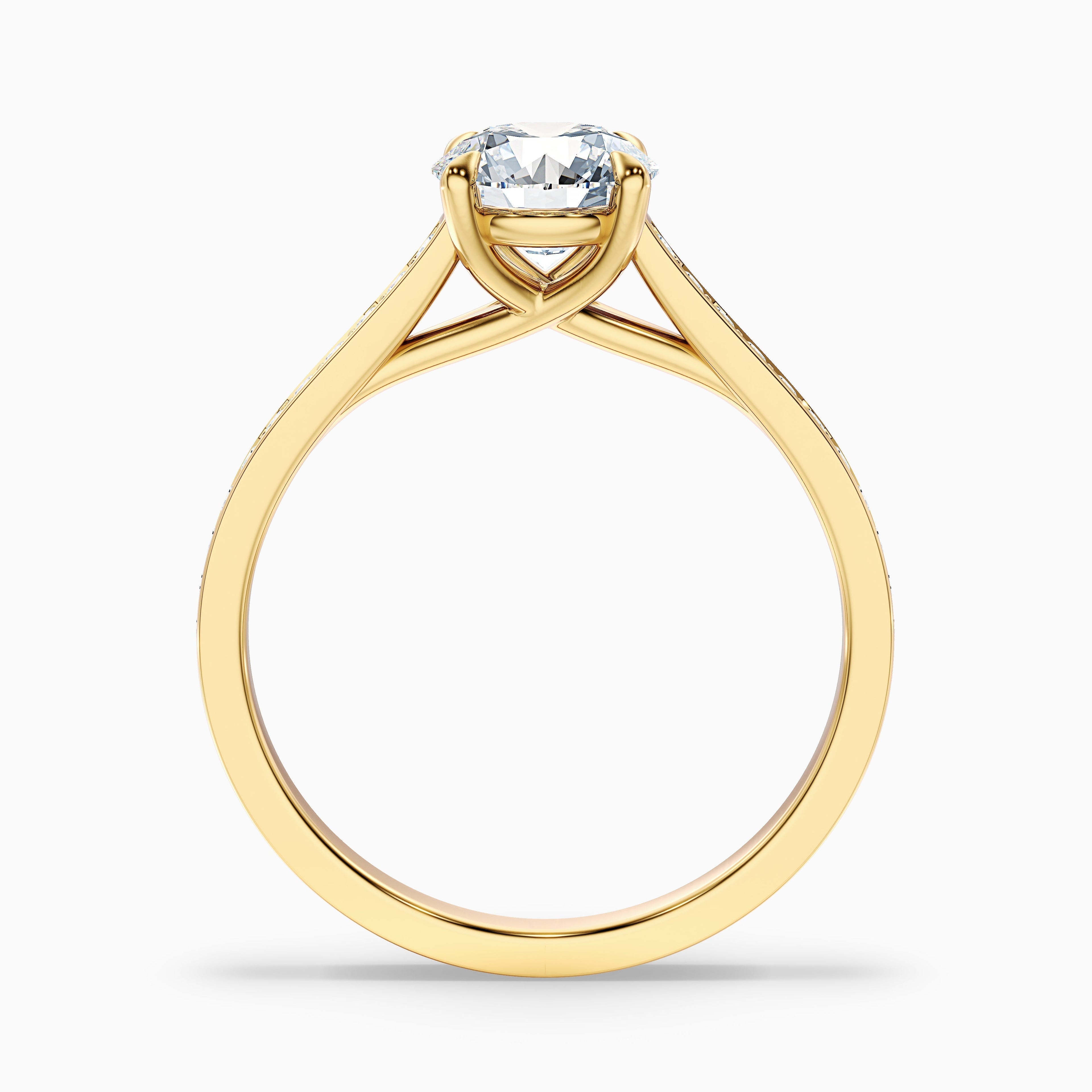 Kate 2.5 Carat Round Side Stone Pave Moissanite Engagement Ring in 10k Rose Gold