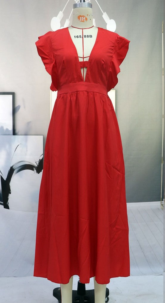 Women Clothing Multi Color Sexy Large Swing Deep V Plunge Plunge Dress Dress by Ragazza