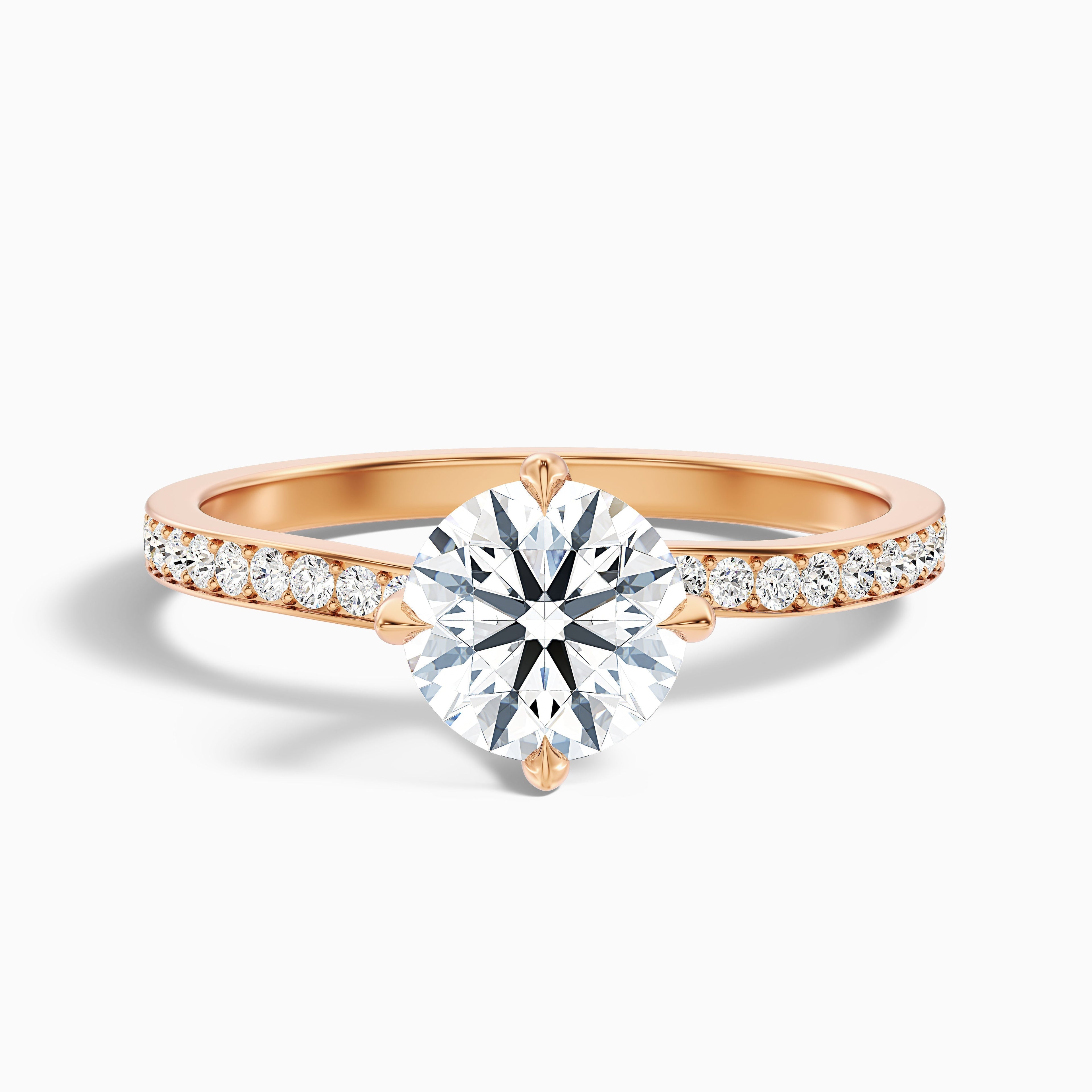 Faye 2.5 Carat Round Side Stone Pave Moissanite Engagement Ring in 925 Sterling Silver