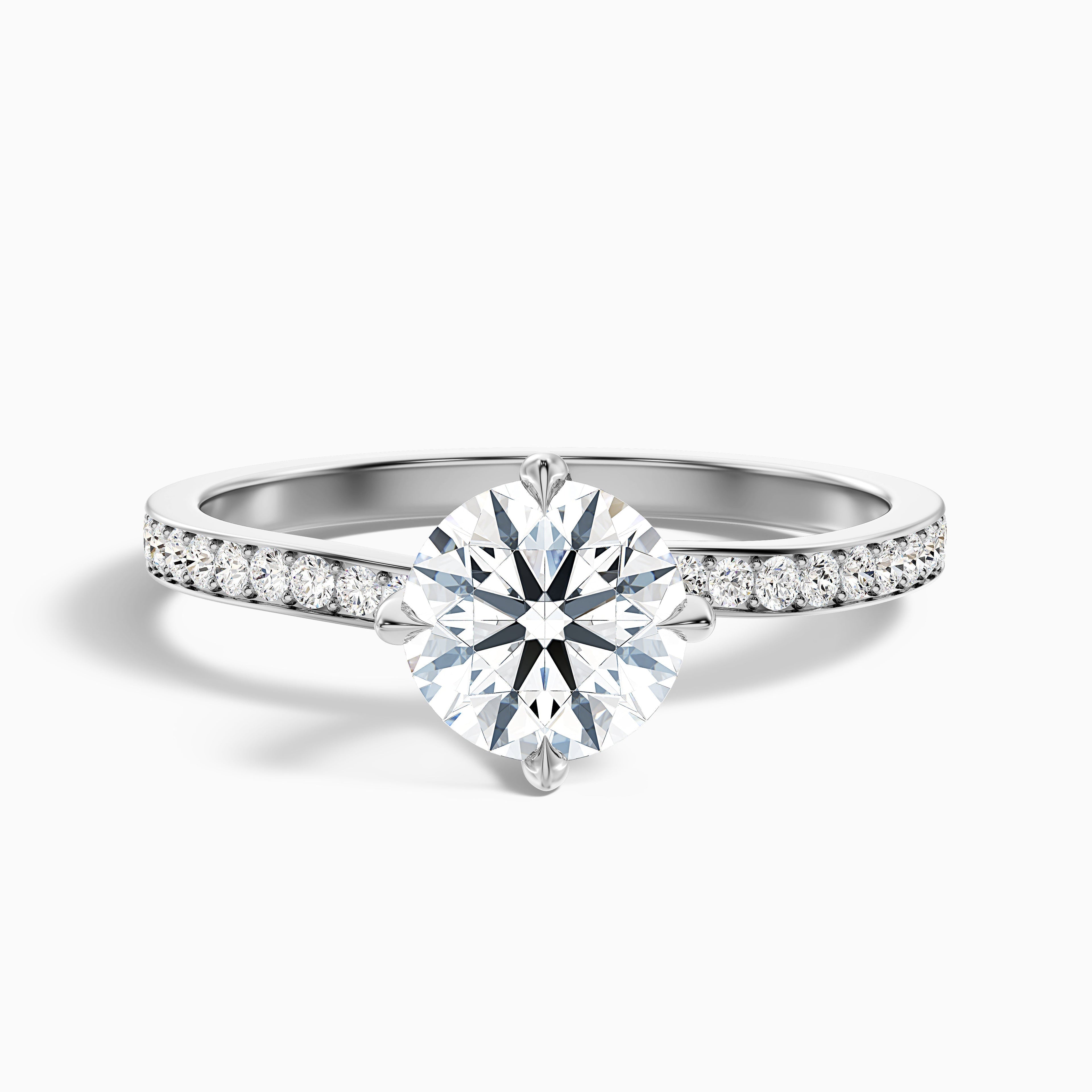 Enni 5 Carat Round Side Stone Pave Lab Grown Diamond Ring in 10k Yellow Gold DestGlow