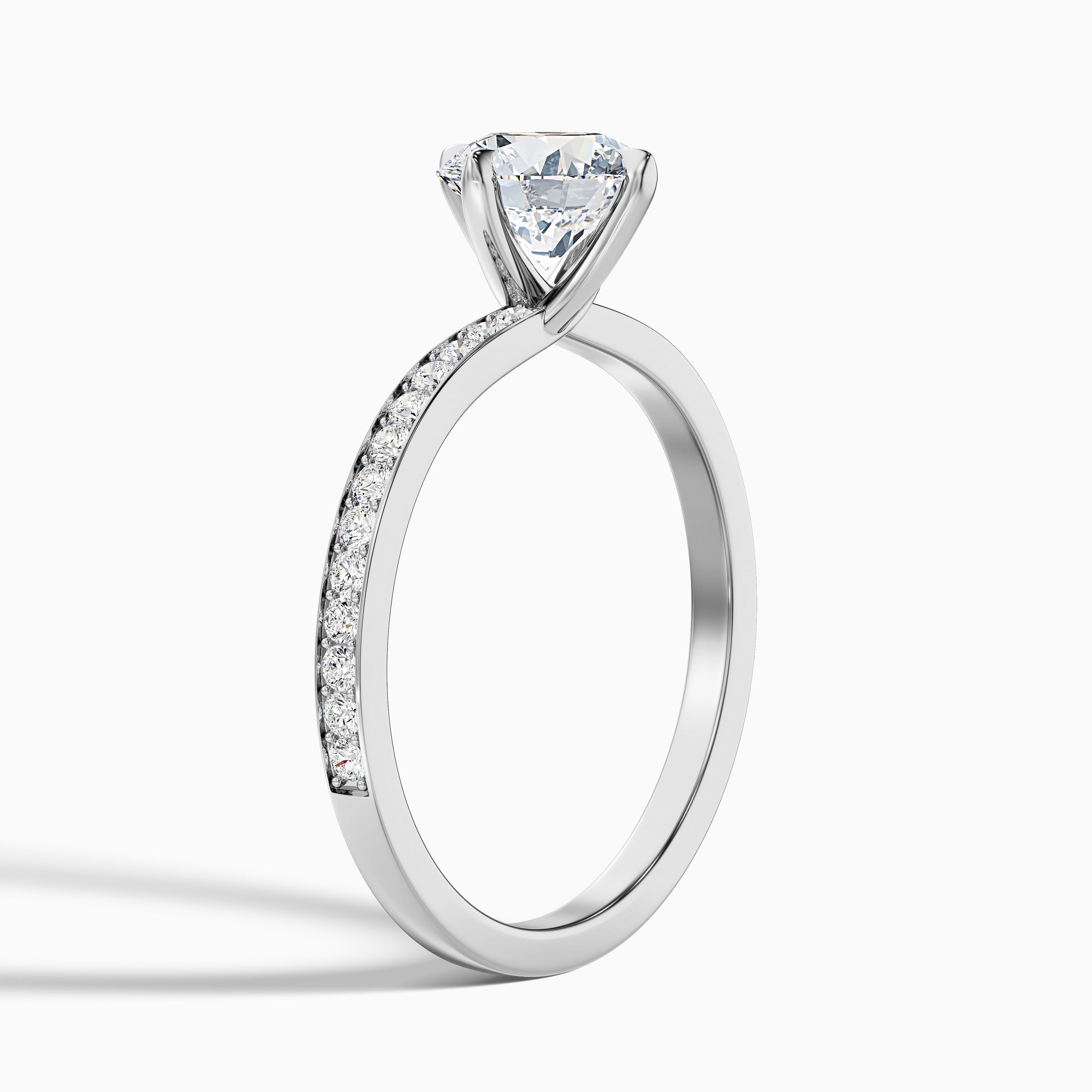 Enni 5 Carat Round Side Stone Pave Lab Grown Diamond Ring in 18k Yellow Gold DestGlow