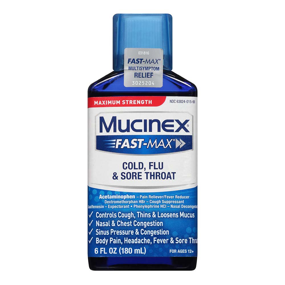 Mucinex Fast Max Maximum Strength Cold & Sore Throat Liquid - 6oz by Pasteur Pharmacy