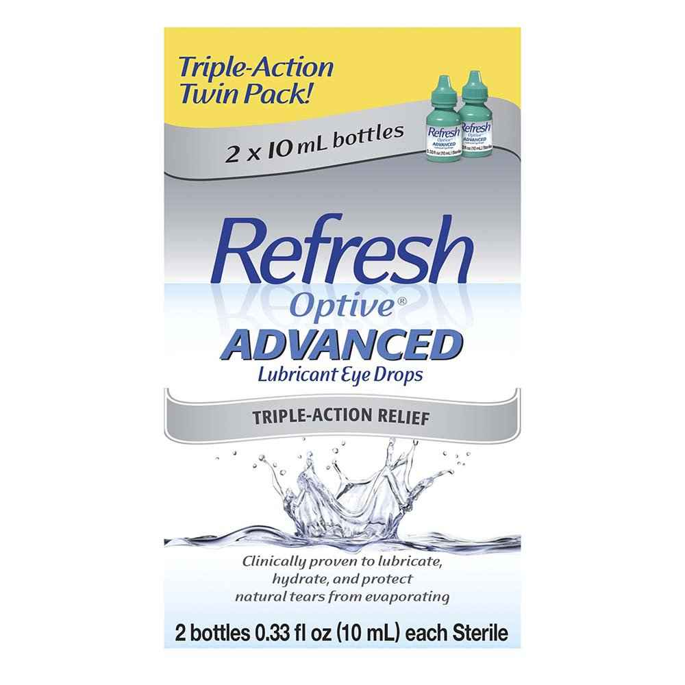 Refresh Optive Drops Advanced Sterile Eye Drops 2 Ct x0.34 Oz - DestGlow