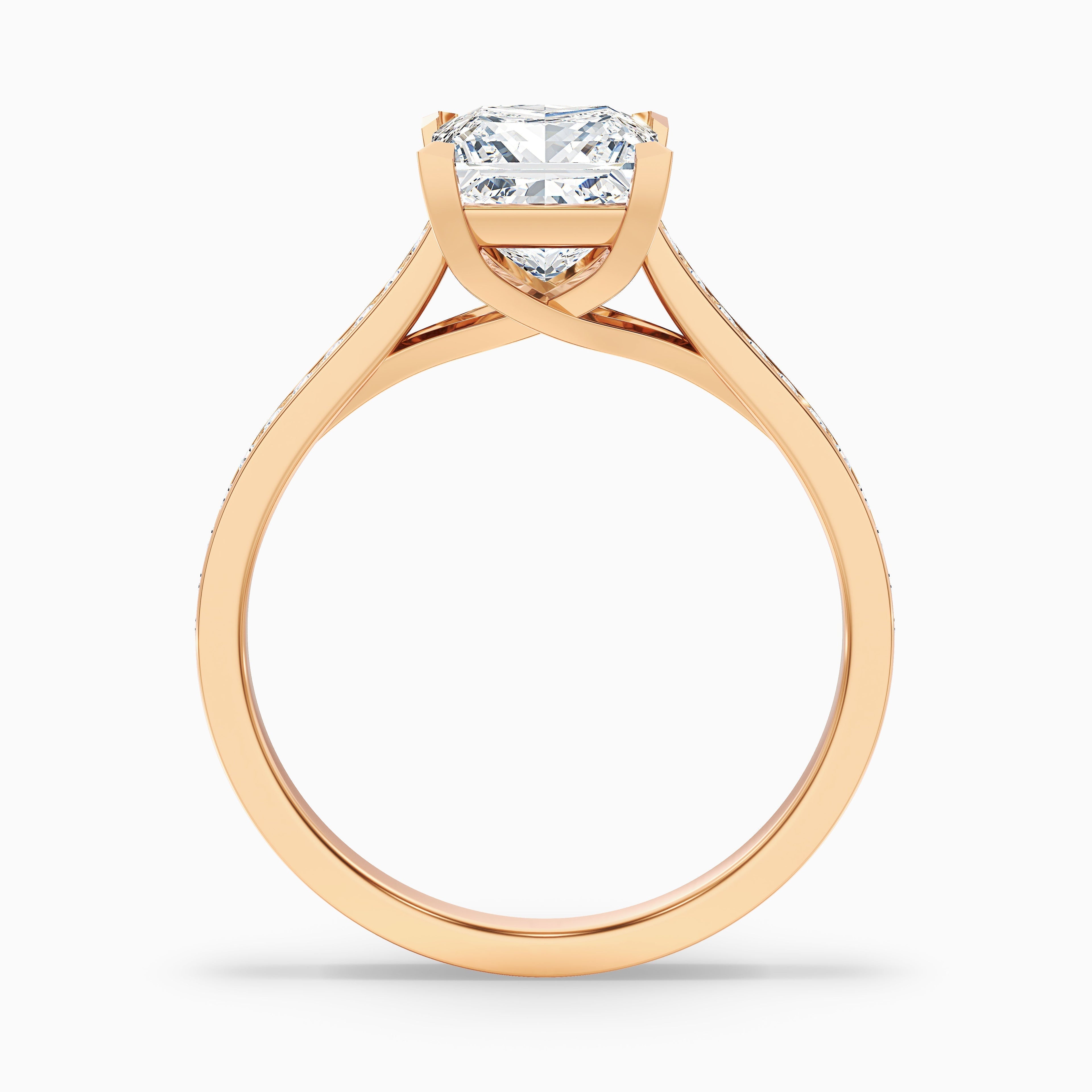 Asta 1.5 Carat Princess Cut Side Stone Pave Lab Grown Diamond Ring in 10k Rose Gold DestGlow