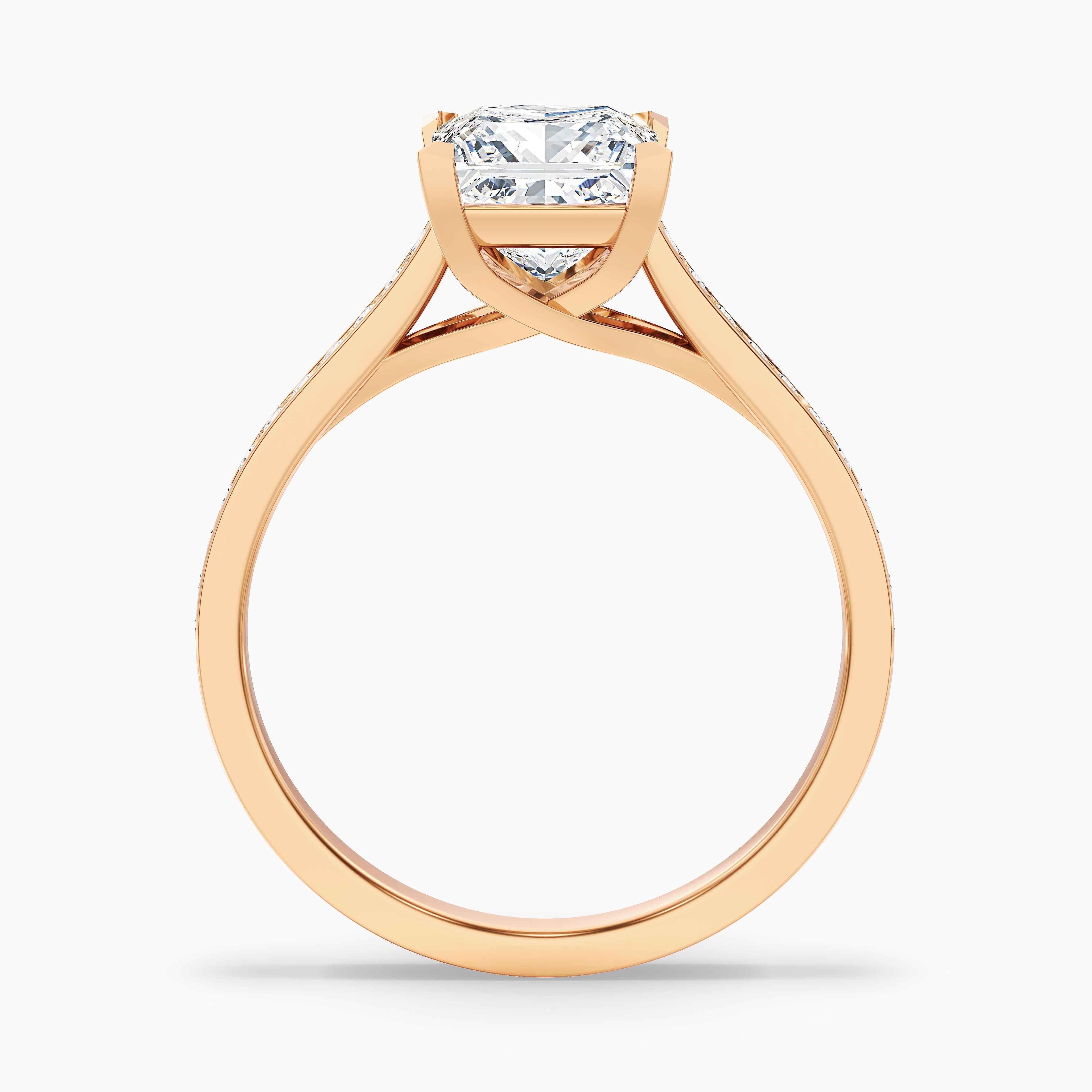 Tia 3.5 Carat Princess Cut Side Stone Pave Moissanite Engagement Ring in 10k White Gold